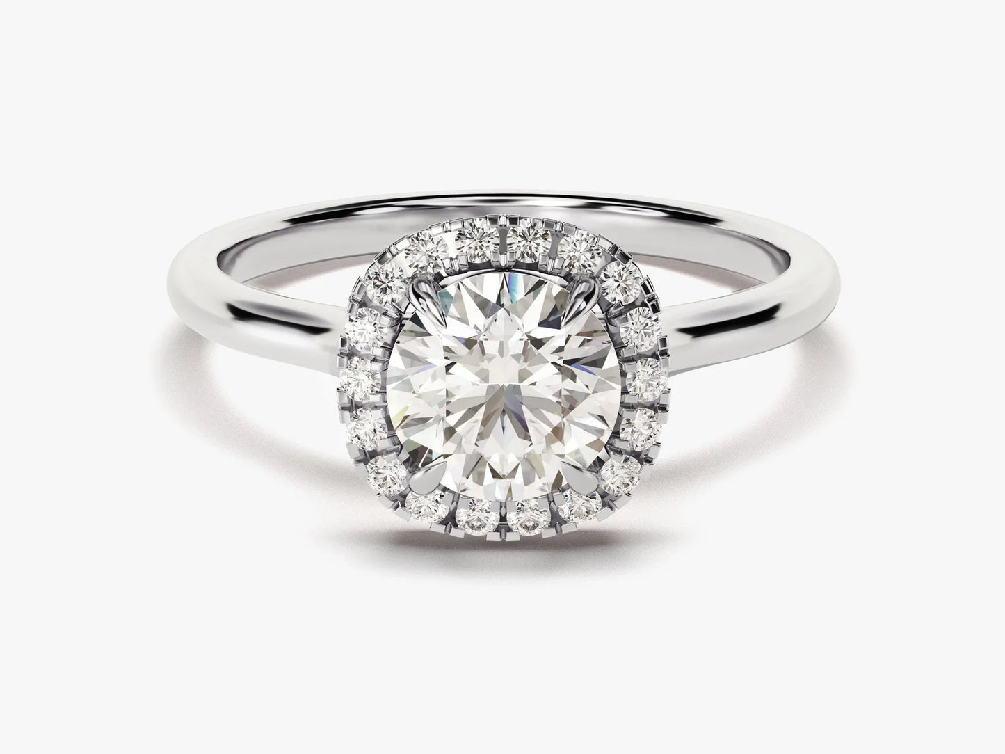 1.0CT Round Diamond Halo Setting Moissanite Engagement Ring