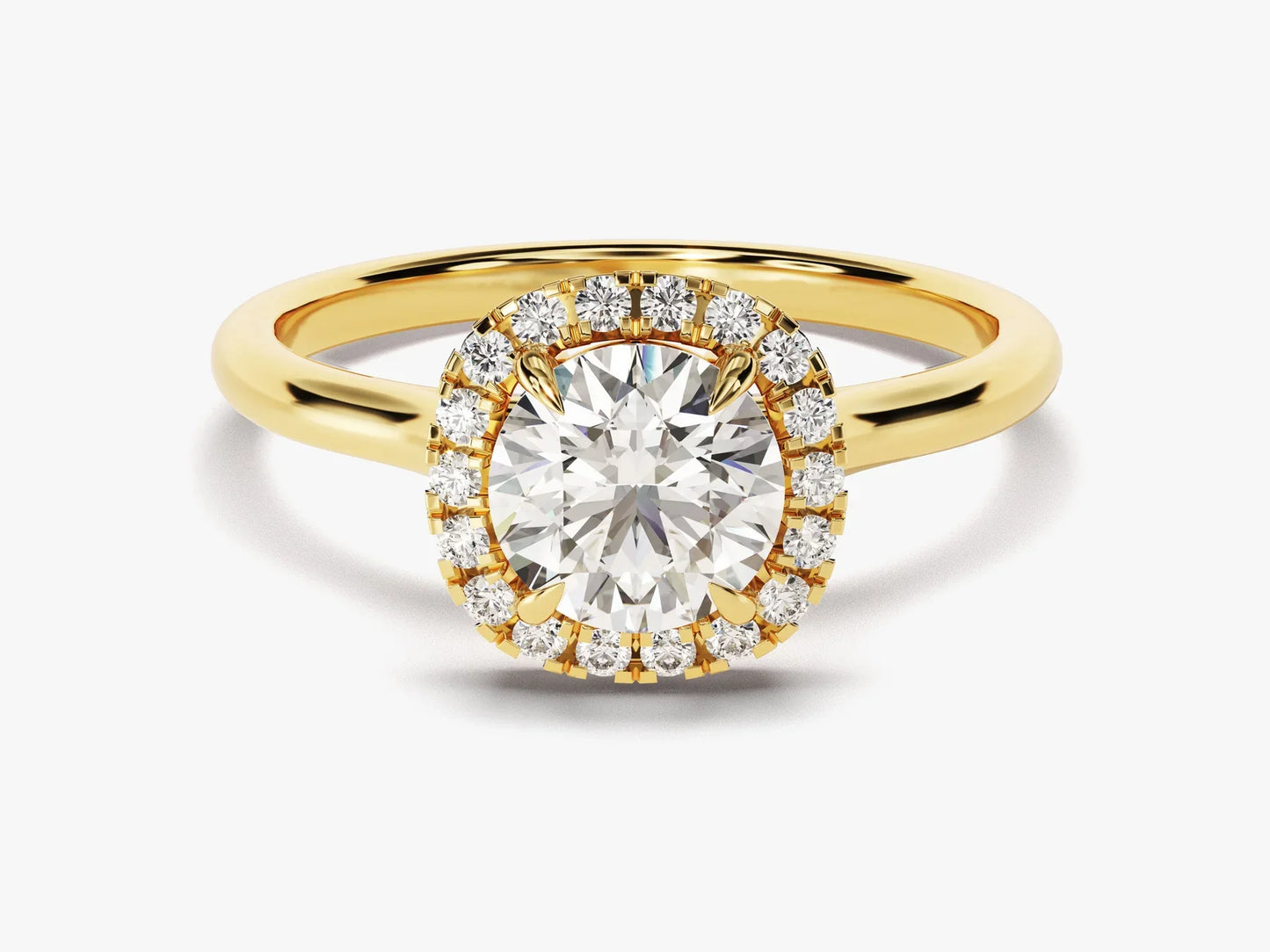 1.0CT Round Diamond Halo Setting Moissanite Engagement Ring