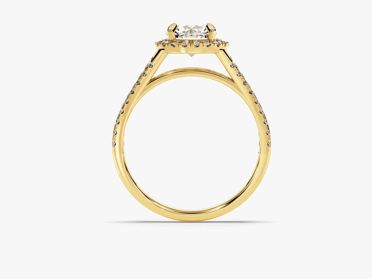 1.0CT Round Diamond Double Pave Halo Setting Moissanite Engagement Ring