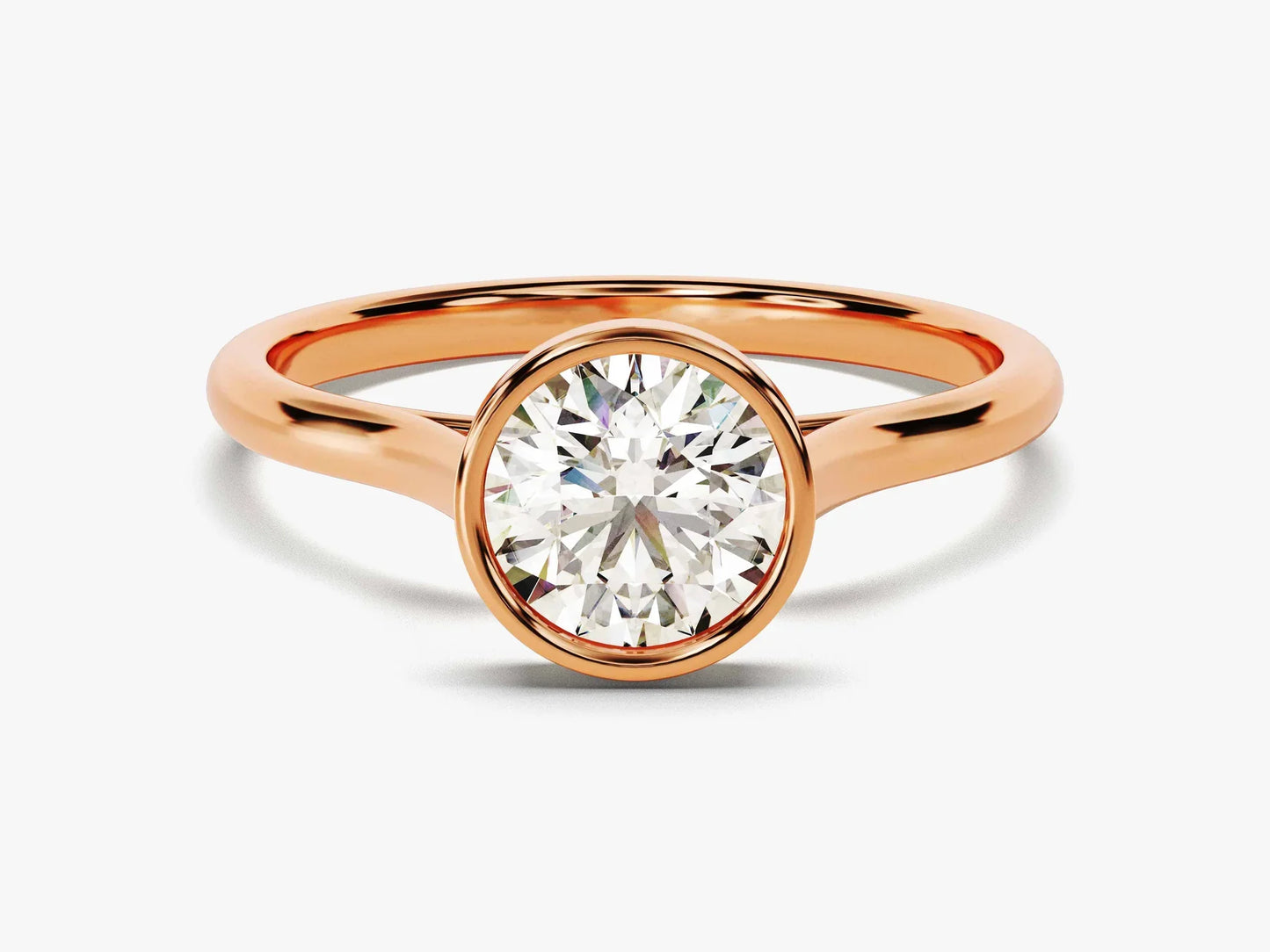 1.0CT Round Brilliant Diamond Bezel Solitaire Moissanite Engagement Ring