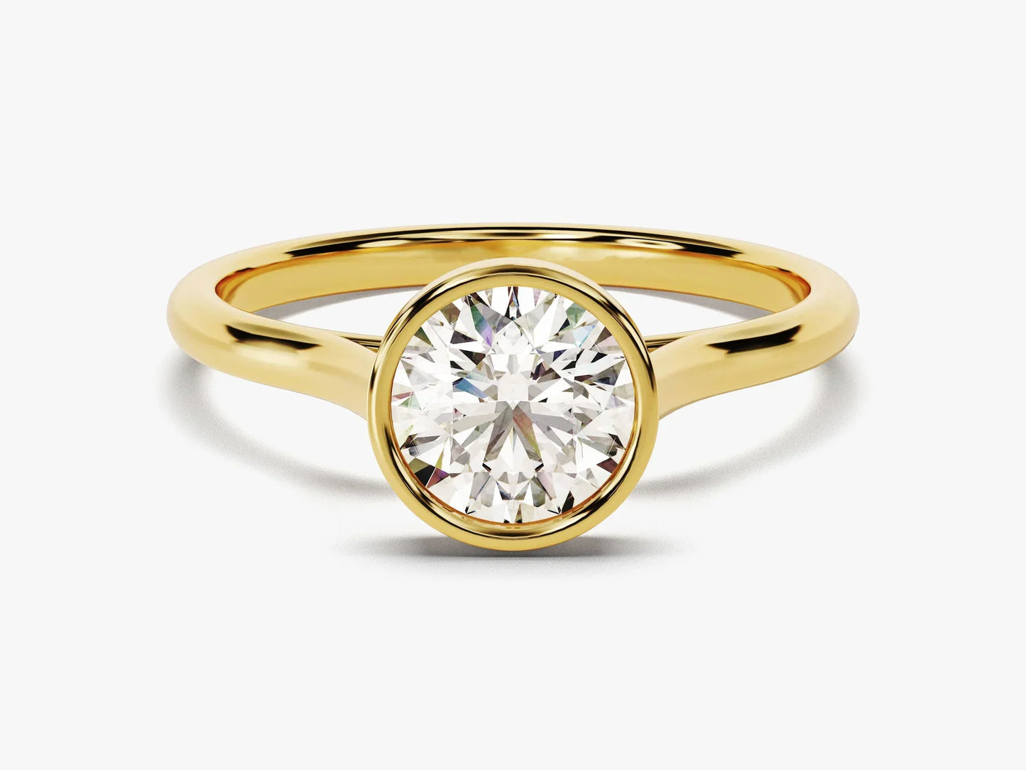 1.0CT Round Brilliant Diamond Bezel Solitaire Moissanite Engagement Ring
