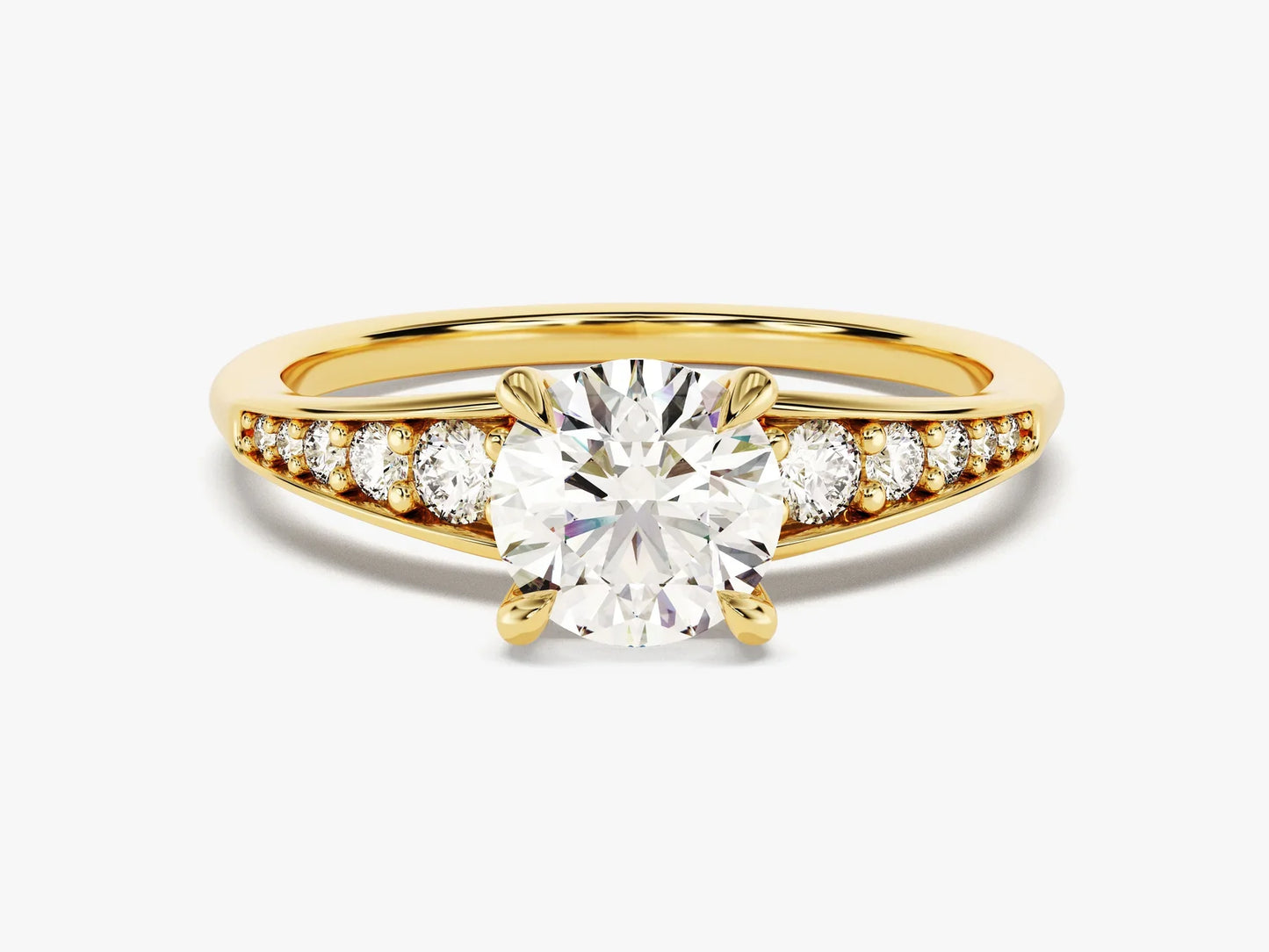 1.0CT Round Brilliant Diamond Pave Set Moissanite Engagement Ring