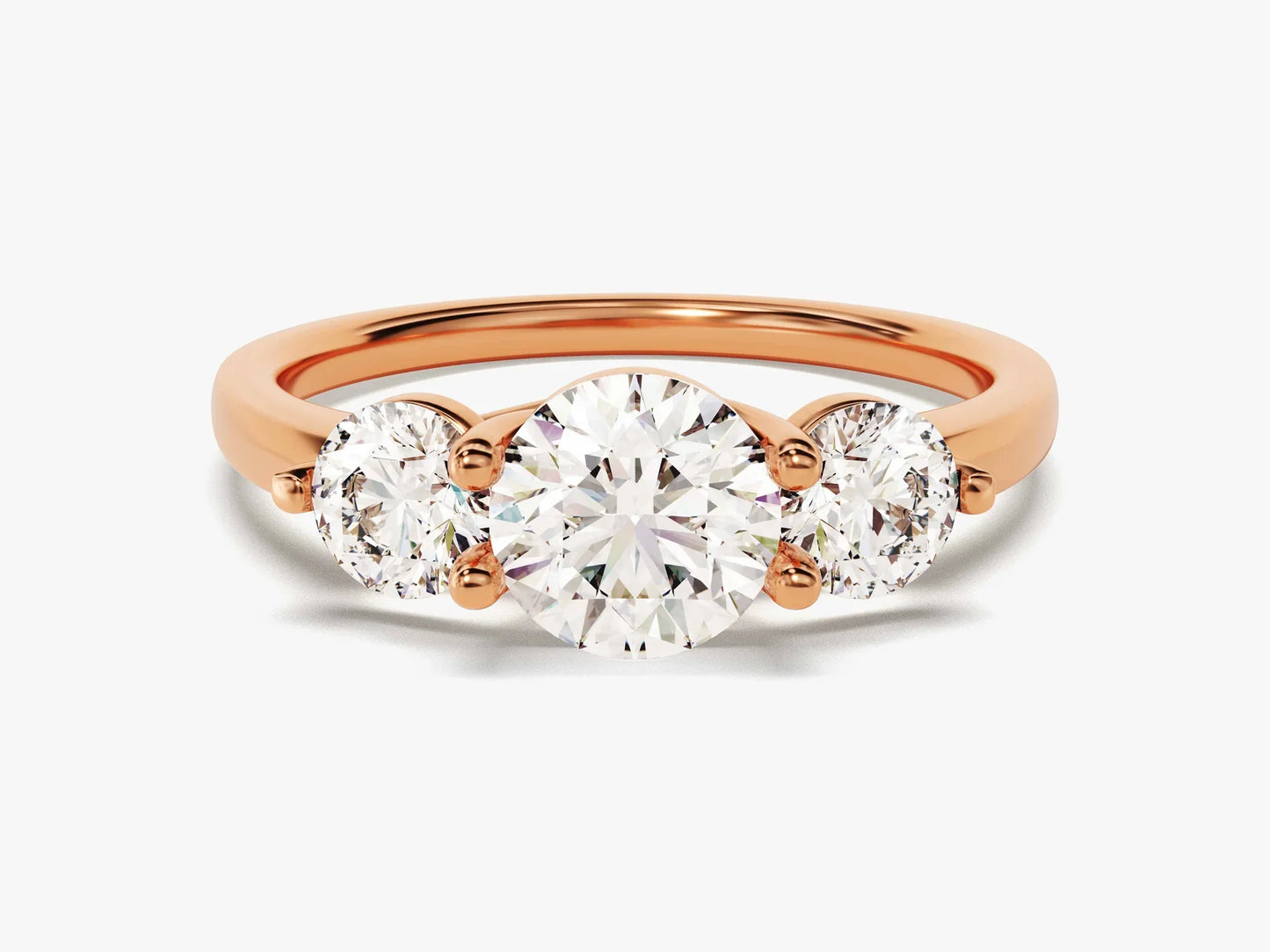 1.0CT Round Diamond Three Stone Setting Moissanite Engagement Ring