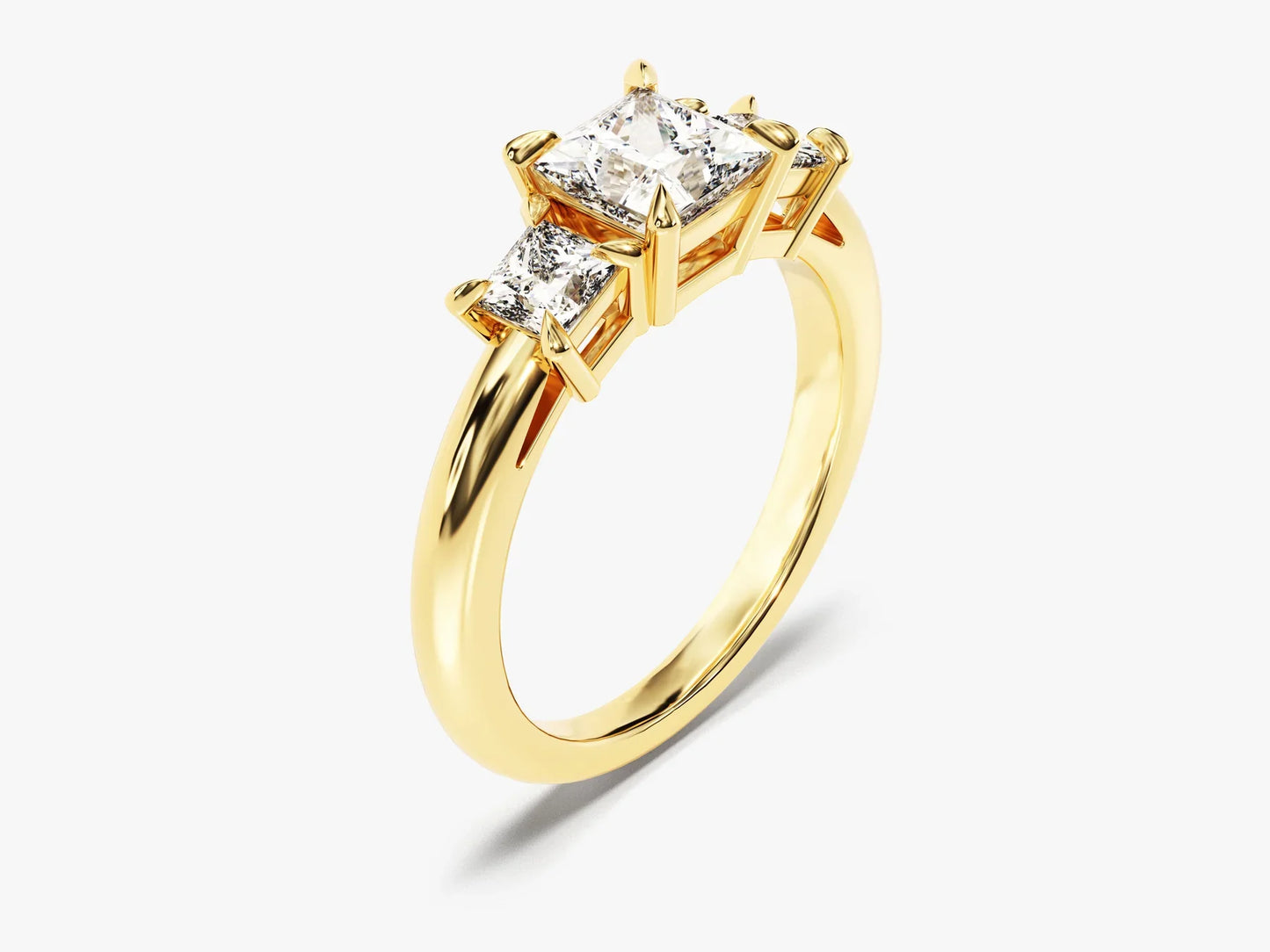 1.0CT Princess Cut Diamond Three Stone Setting Moissanite Engagement Ring