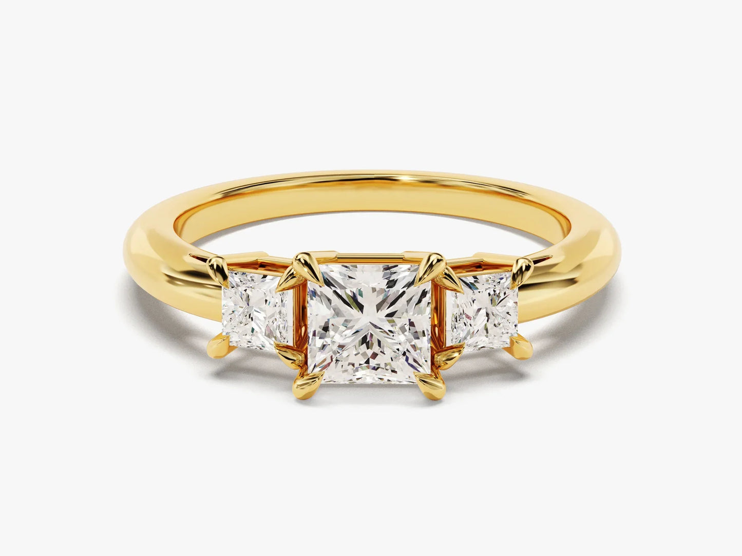 1.0CT Princess Cut Diamond Three Stone Setting Moissanite Engagement Ring
