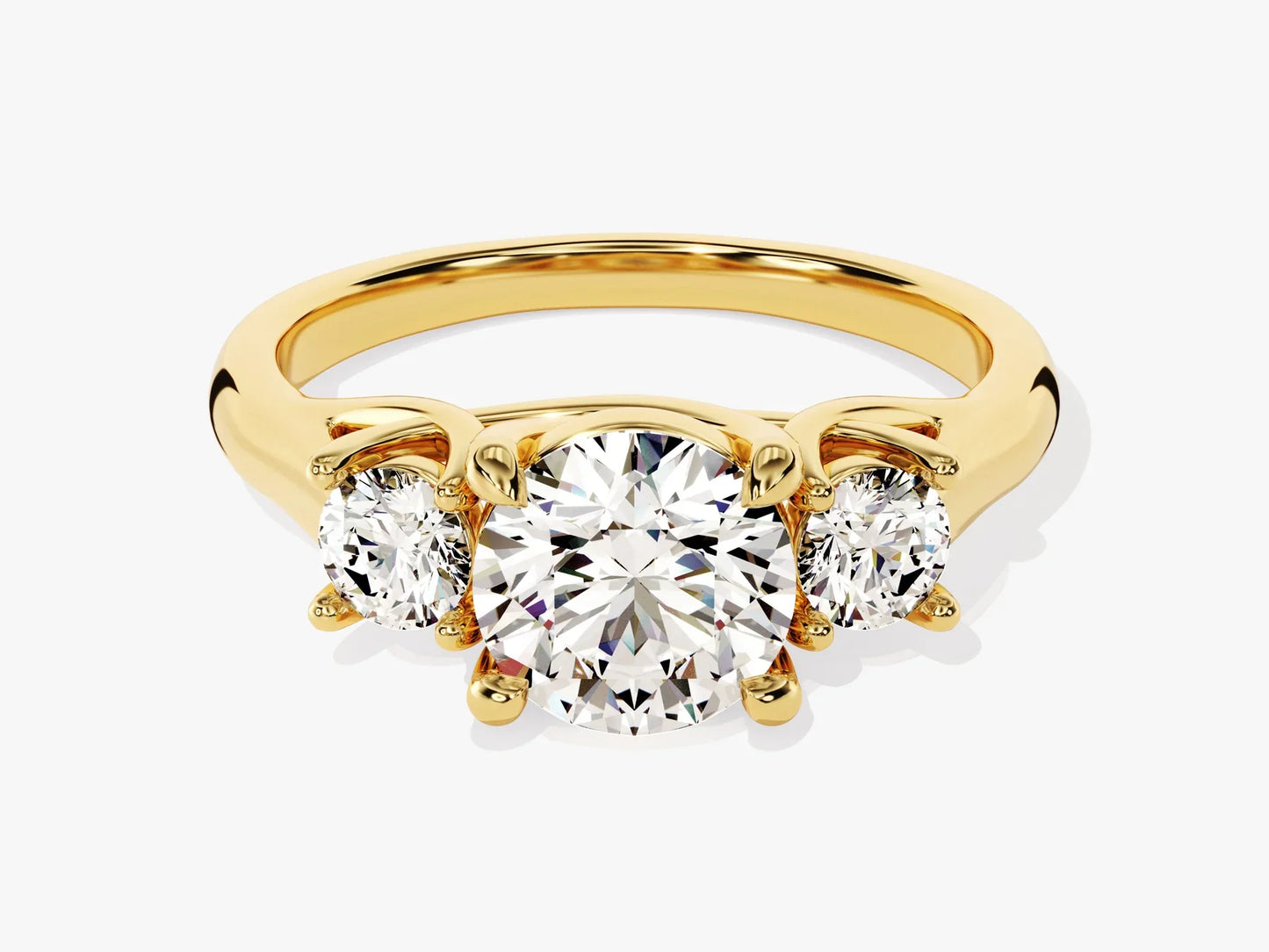 1.50CT Round Cut Diamond Three Stone Setting Moissanite Engagement Ring