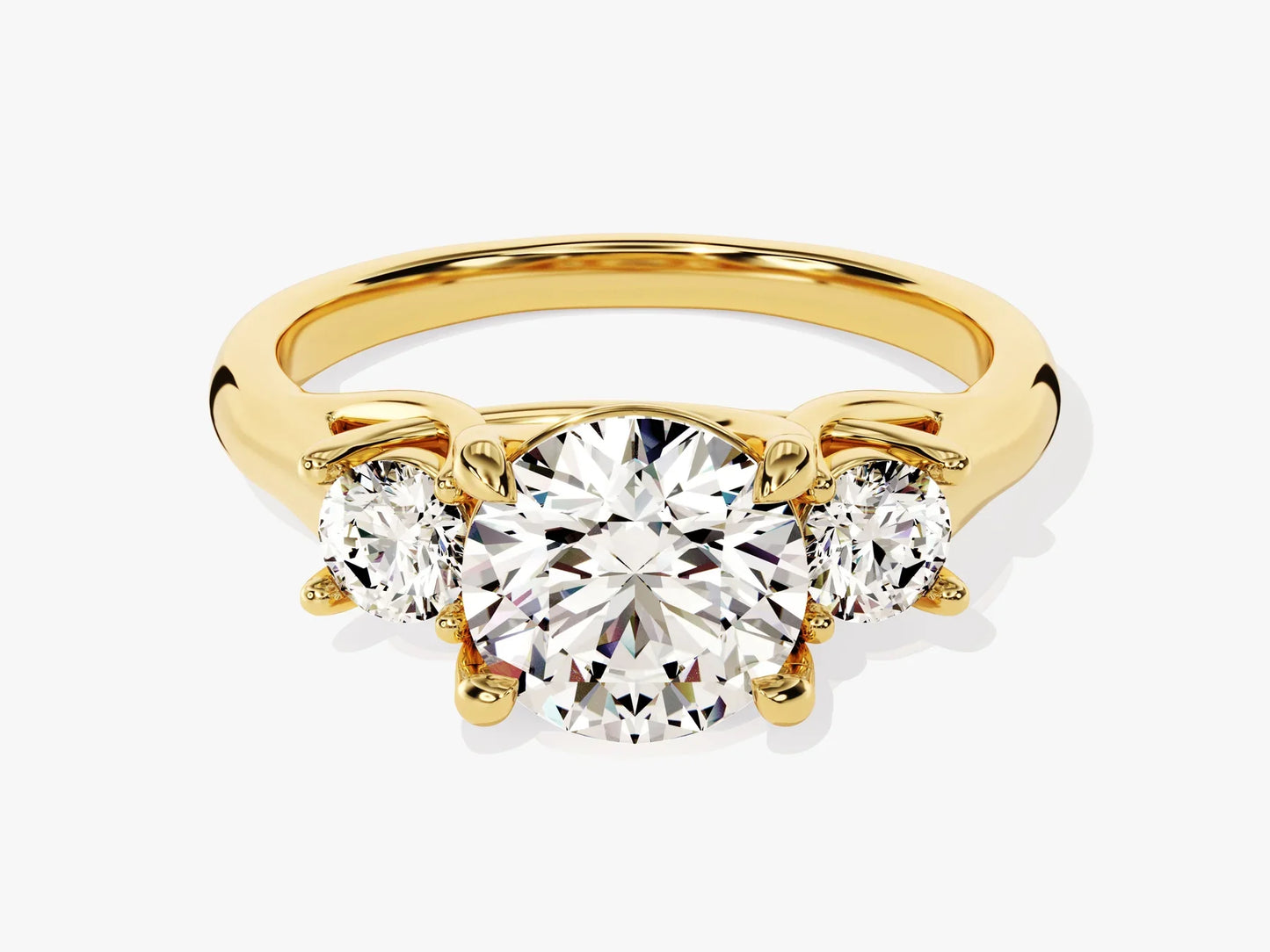 2.0CT Round Cut Diamond Three Stone Setting Moissanite Engagement Ring