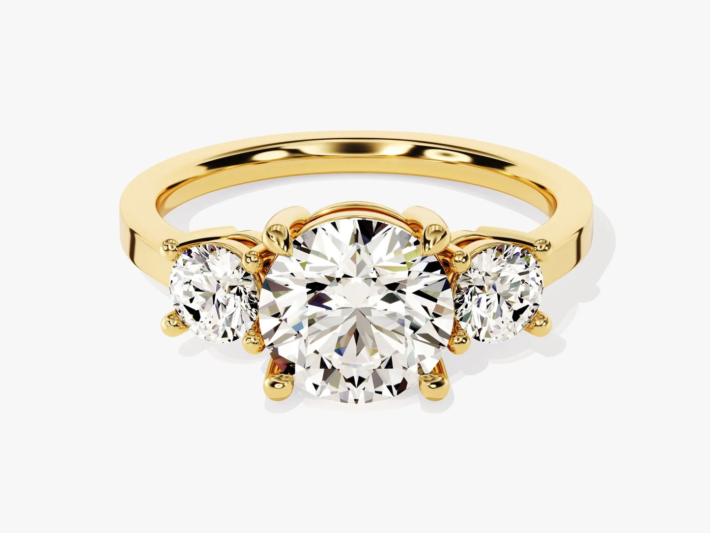 2.50CT Round Cut Diamond Three Stone Setting Moissanite Engagement Ring