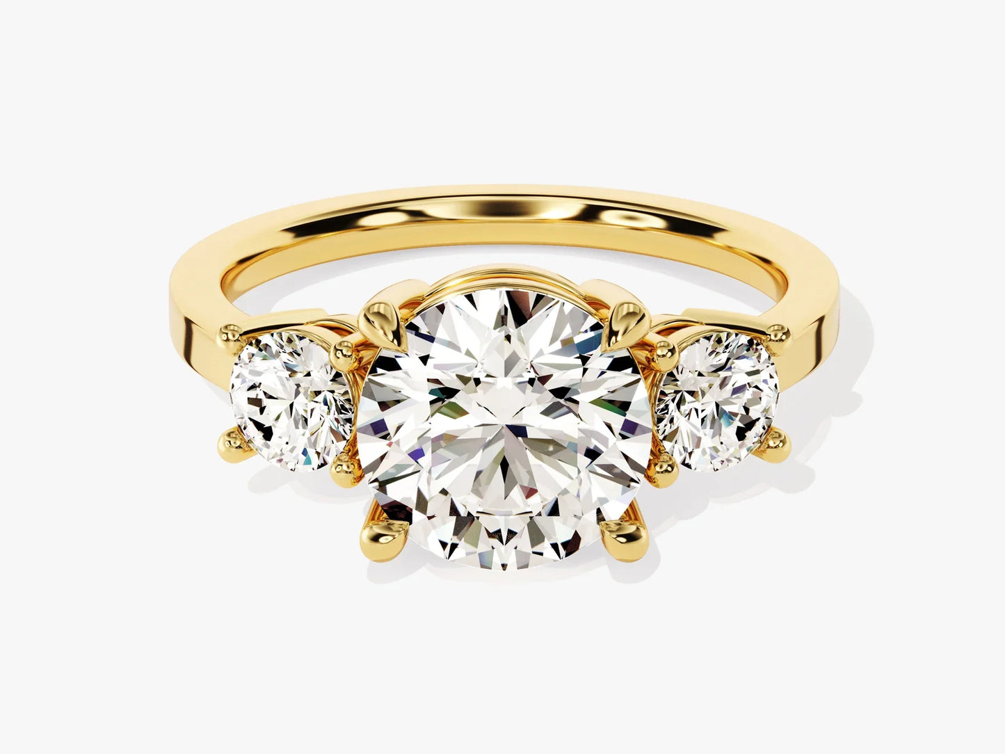 1.0CT Round Cut Diamond Three Stone Setting Moissanite Engagement Ring