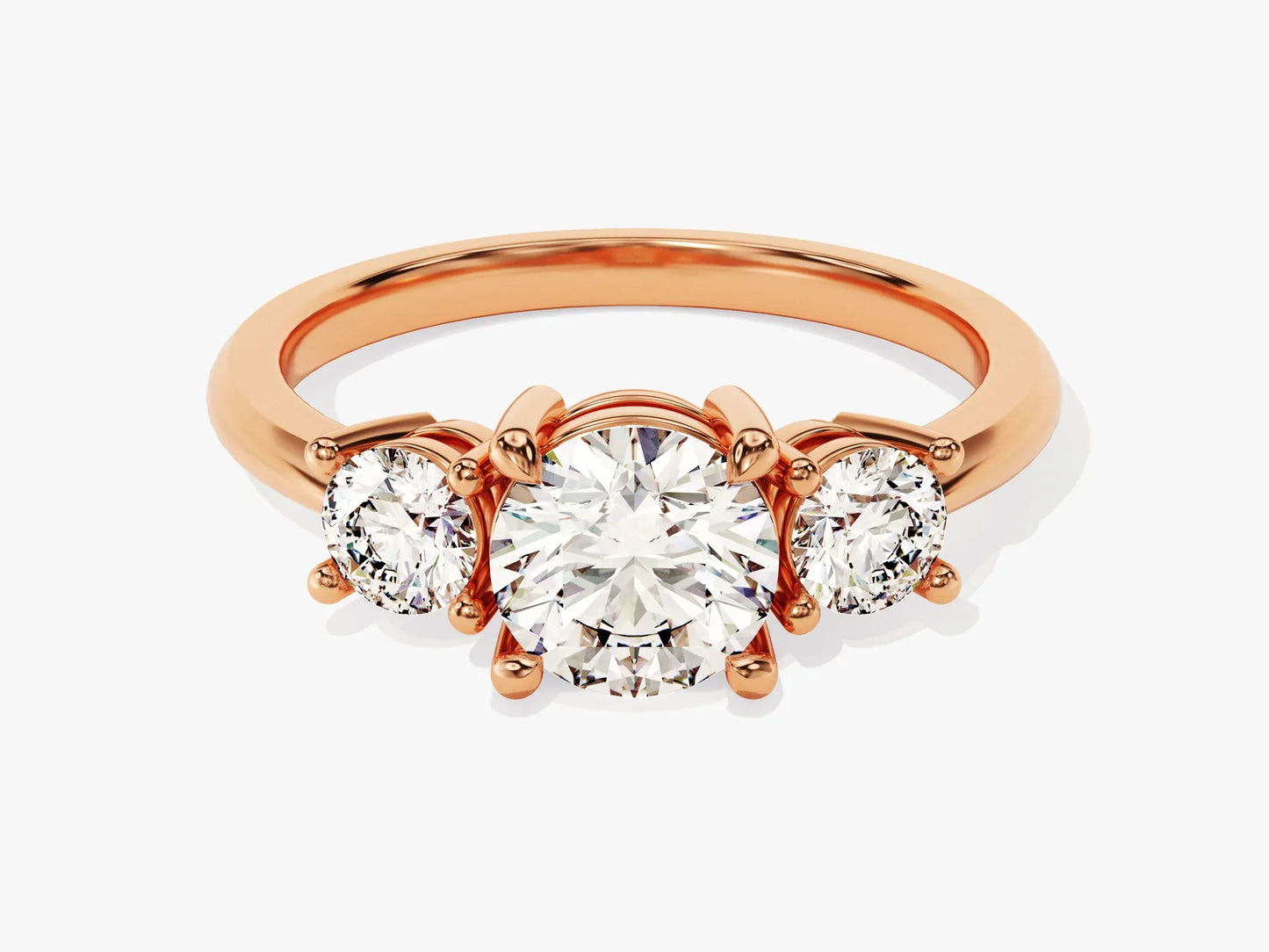 1.50CT Round Cut Diamond Three Stone Setting Moissanite Engagement Ring