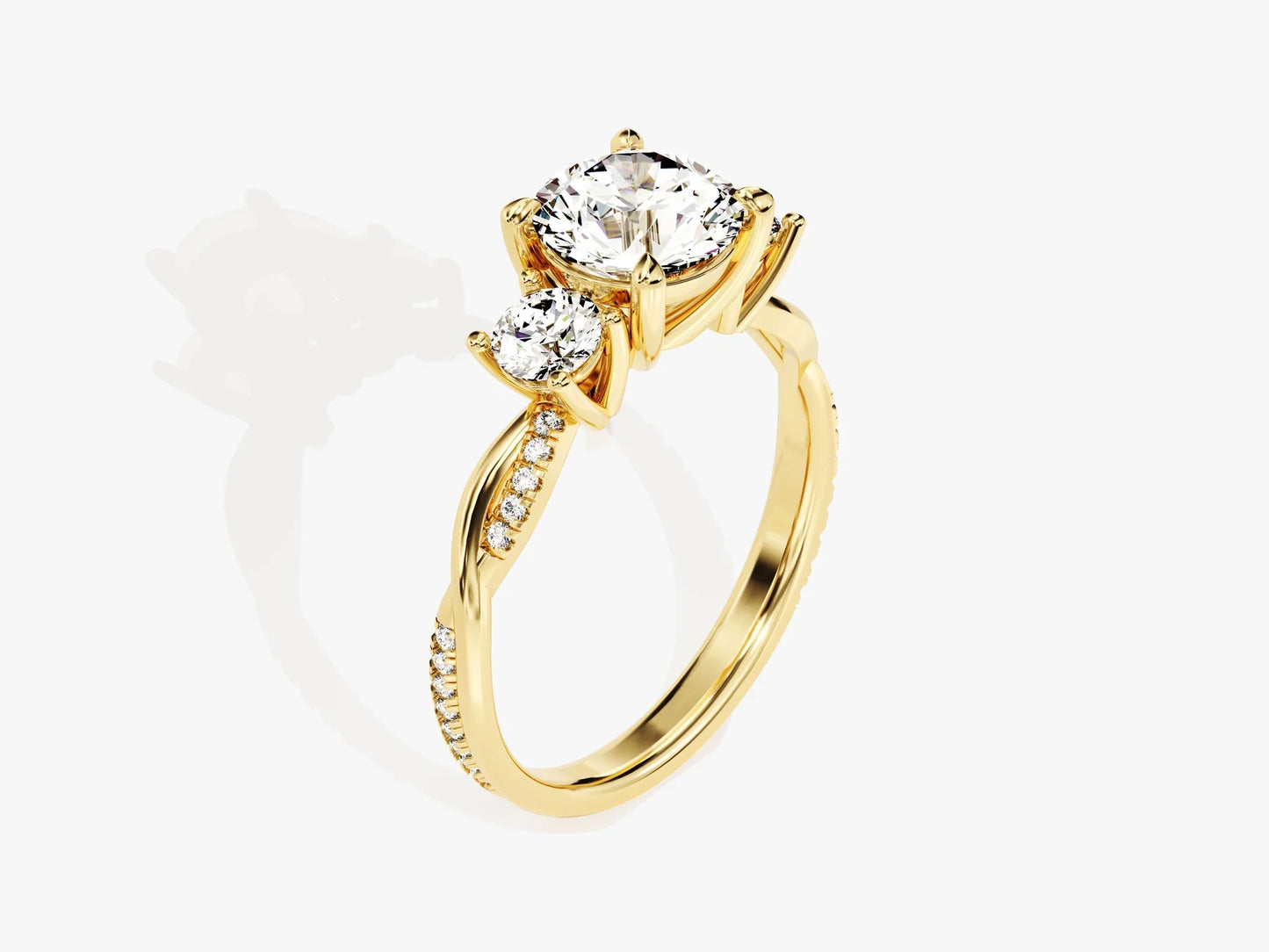 1.50CT Round Cut Diamond Three Stone Pave Setting Moissanite Engagement Ring