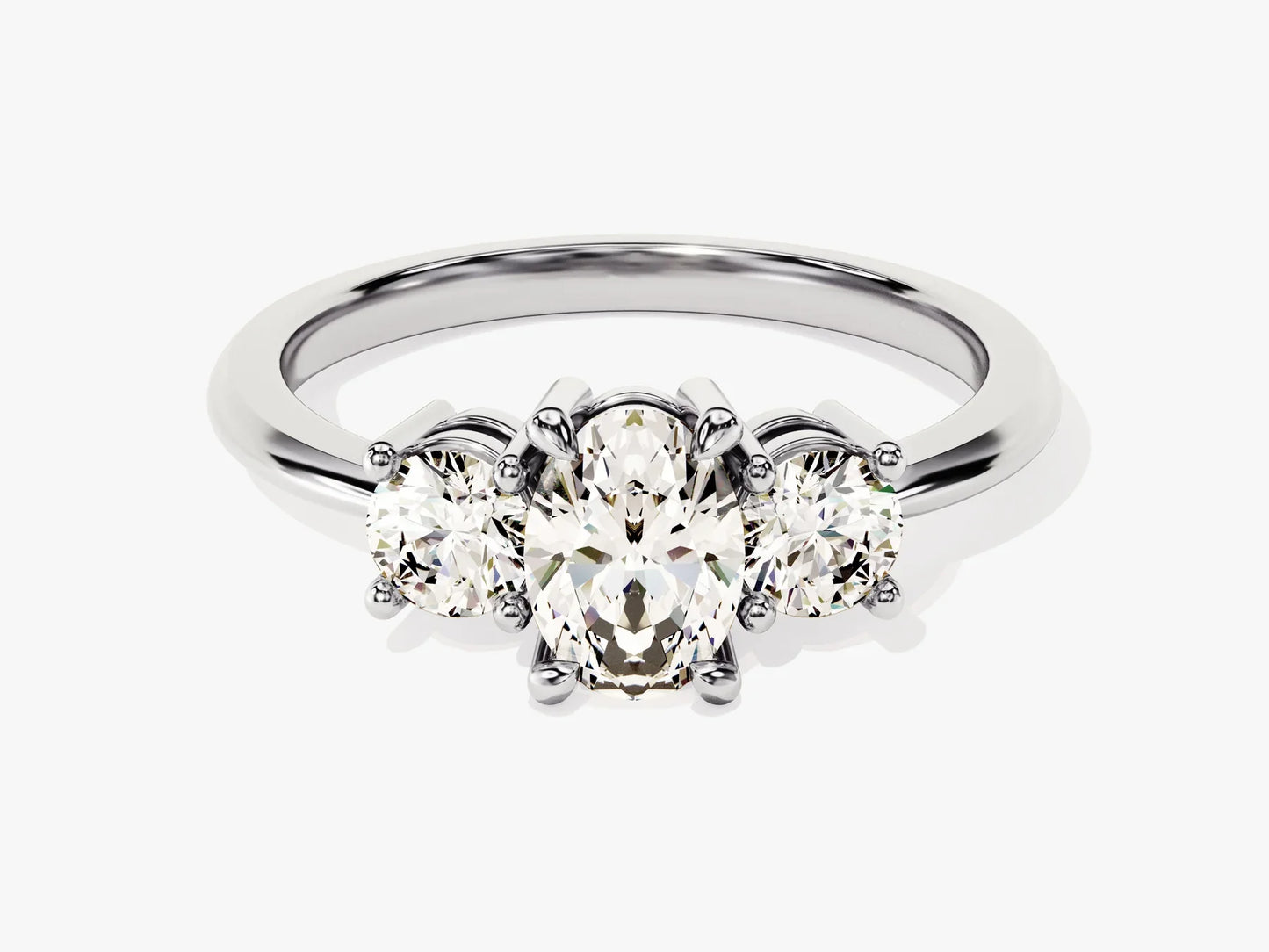 1.0CT Oval Cut Diamond Three Stone Setting Moissanite Engagement Ring