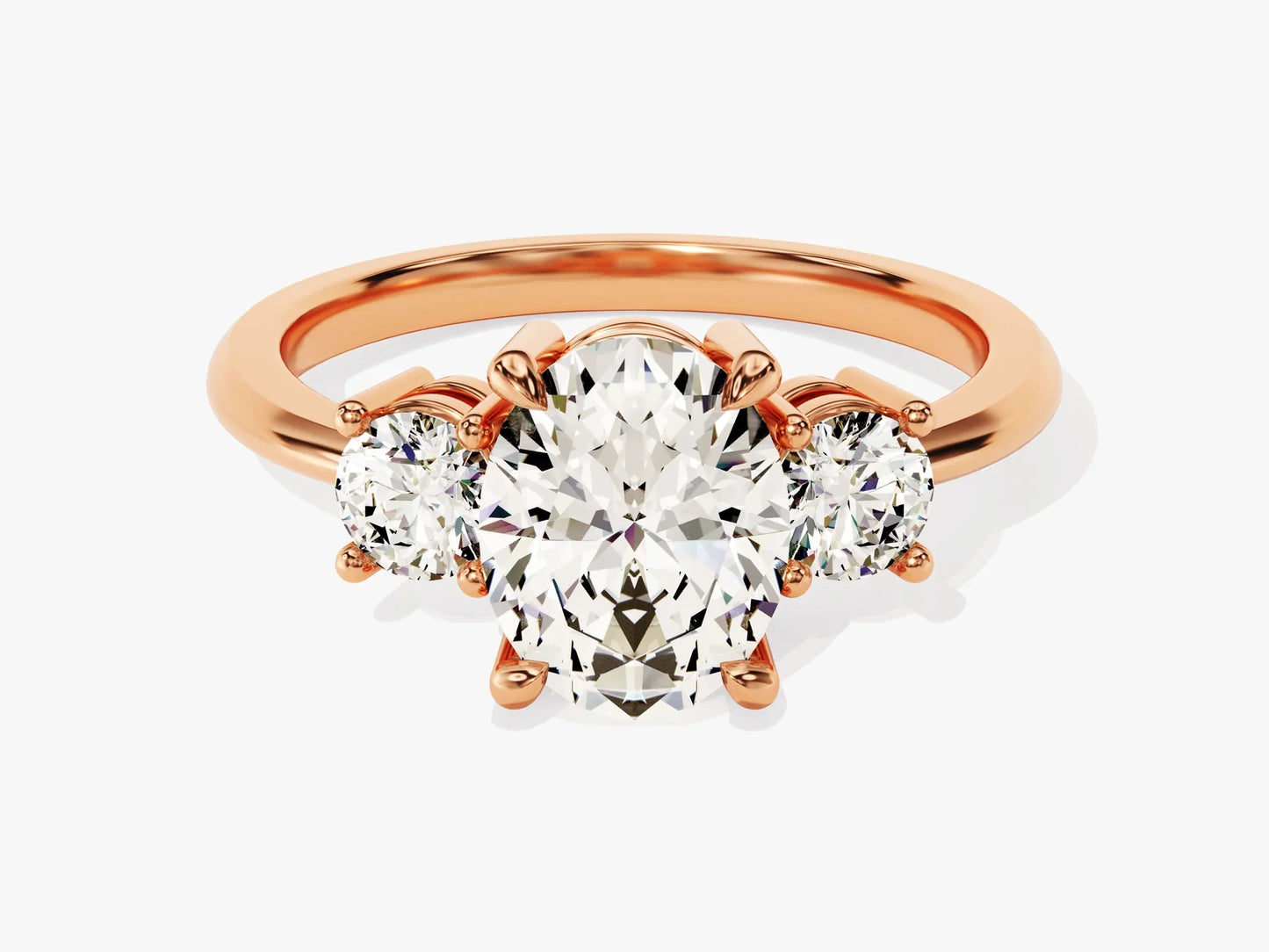 2.0CT Oval Cut Diamond Three Stone Setting Moissanite Engagement Ring