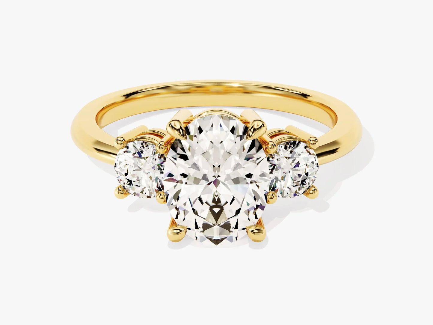 2.0CT Oval Cut Diamond Three Stone Setting Moissanite Engagement Ring