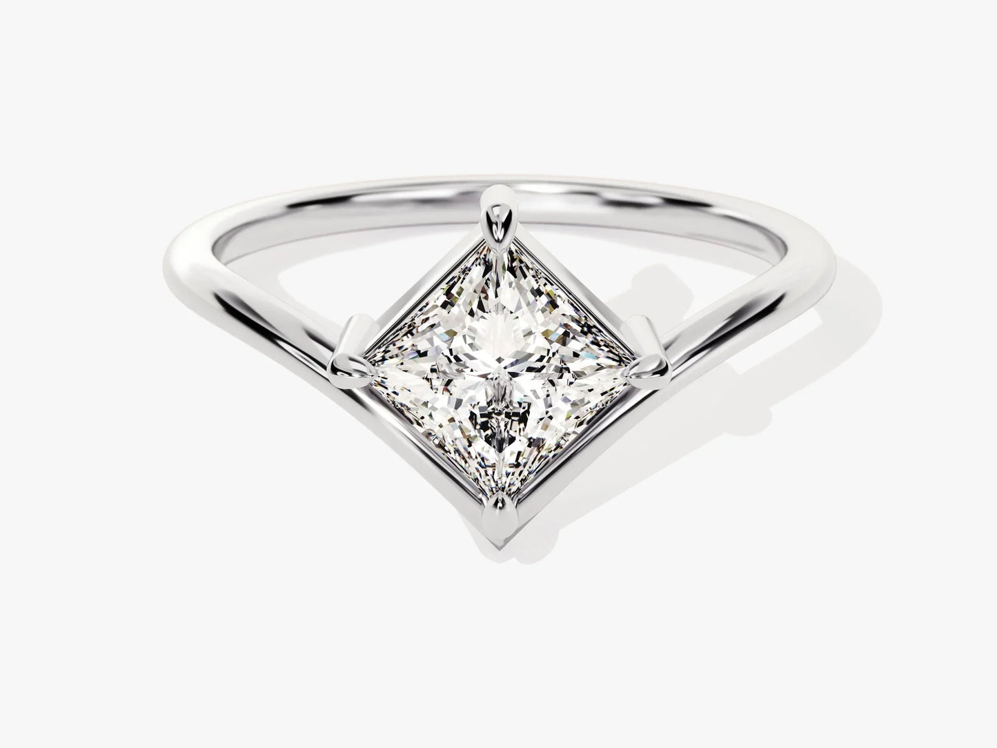 1.0CT Princess Diamond Curved Solitaire Moissanite Engagement Ring