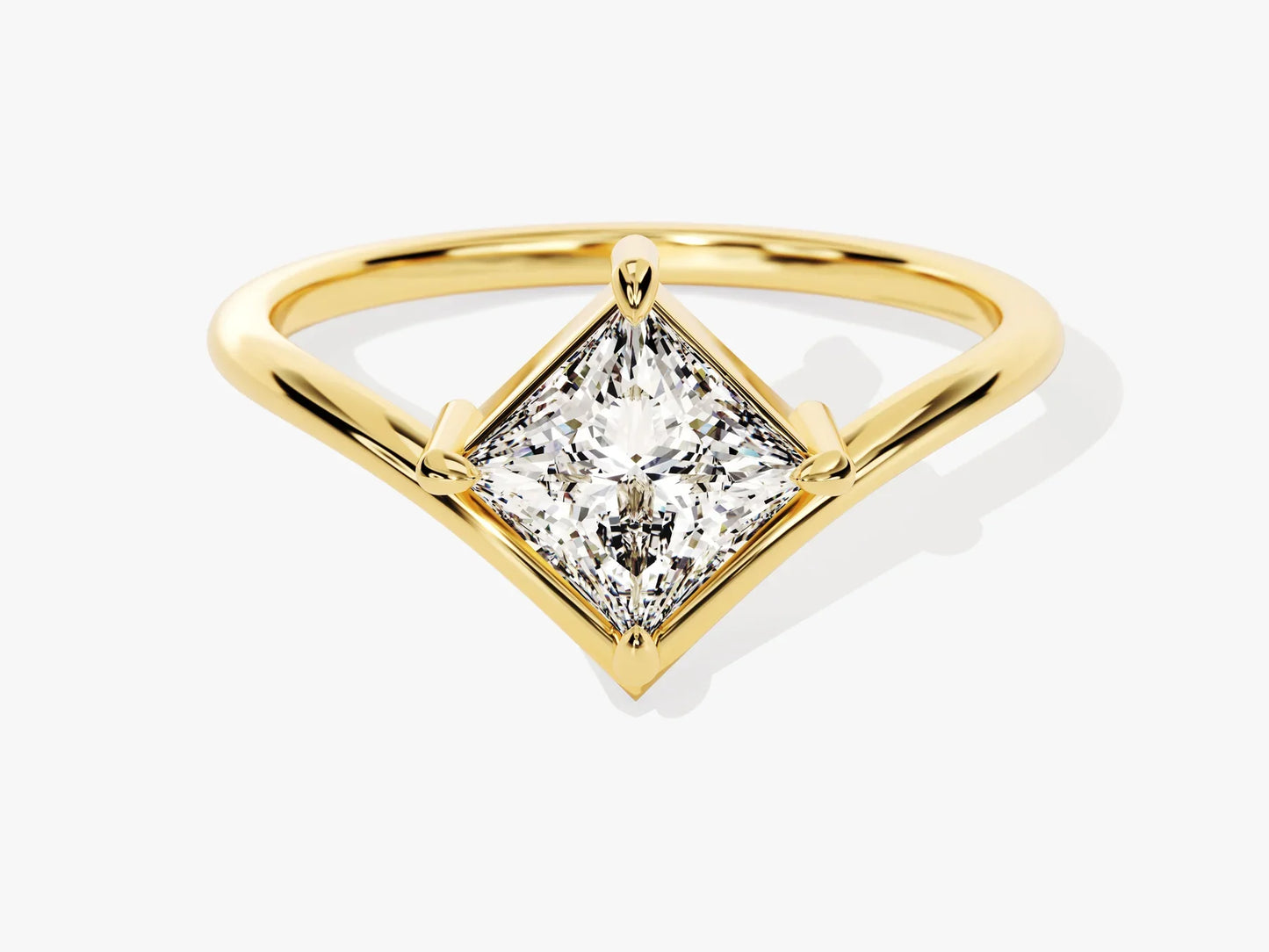 1.0CT Princess Diamond Curved Solitaire Moissanite Engagement Ring