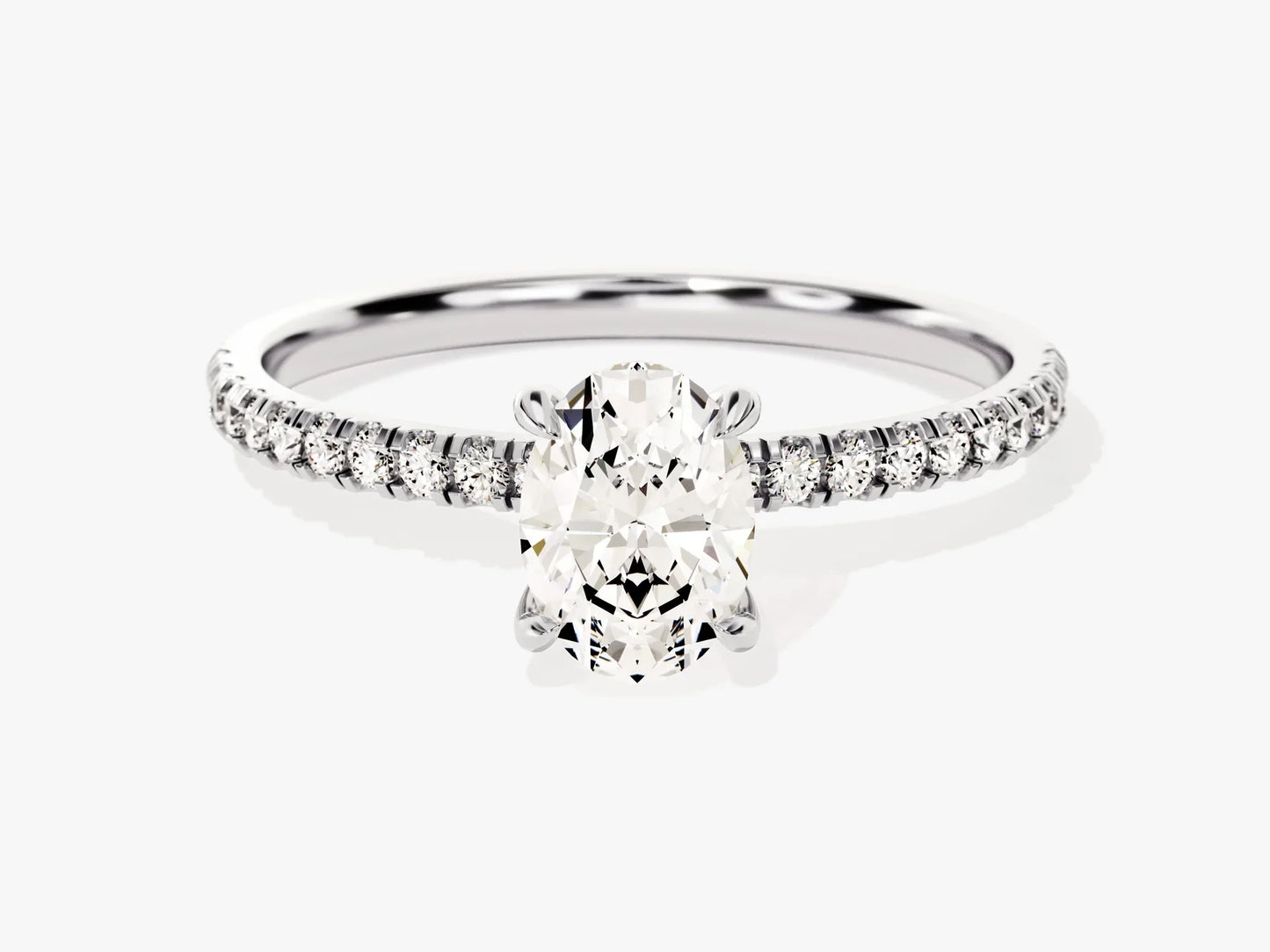 1.0CT Oval Cut Diamond Pave Setting Moissanite Engagement Ring
