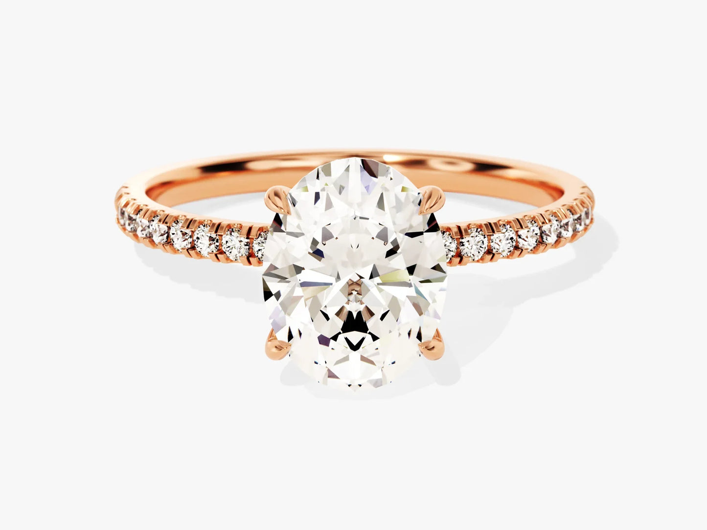 2.0CT Oval Cut Diamond Pave Setting Moissanite Engagement Ring
