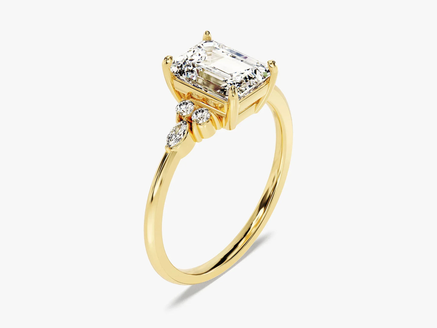2.0CT Emerald Diamond Cluster Moissanite Engagement Ring