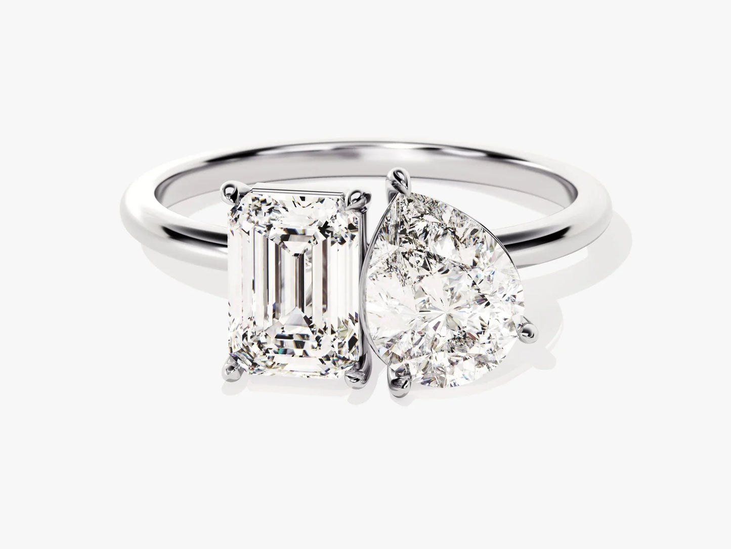 2.0CT Pear & Emerald Diamond Toi Et Moi Moissanite Engagement Ring