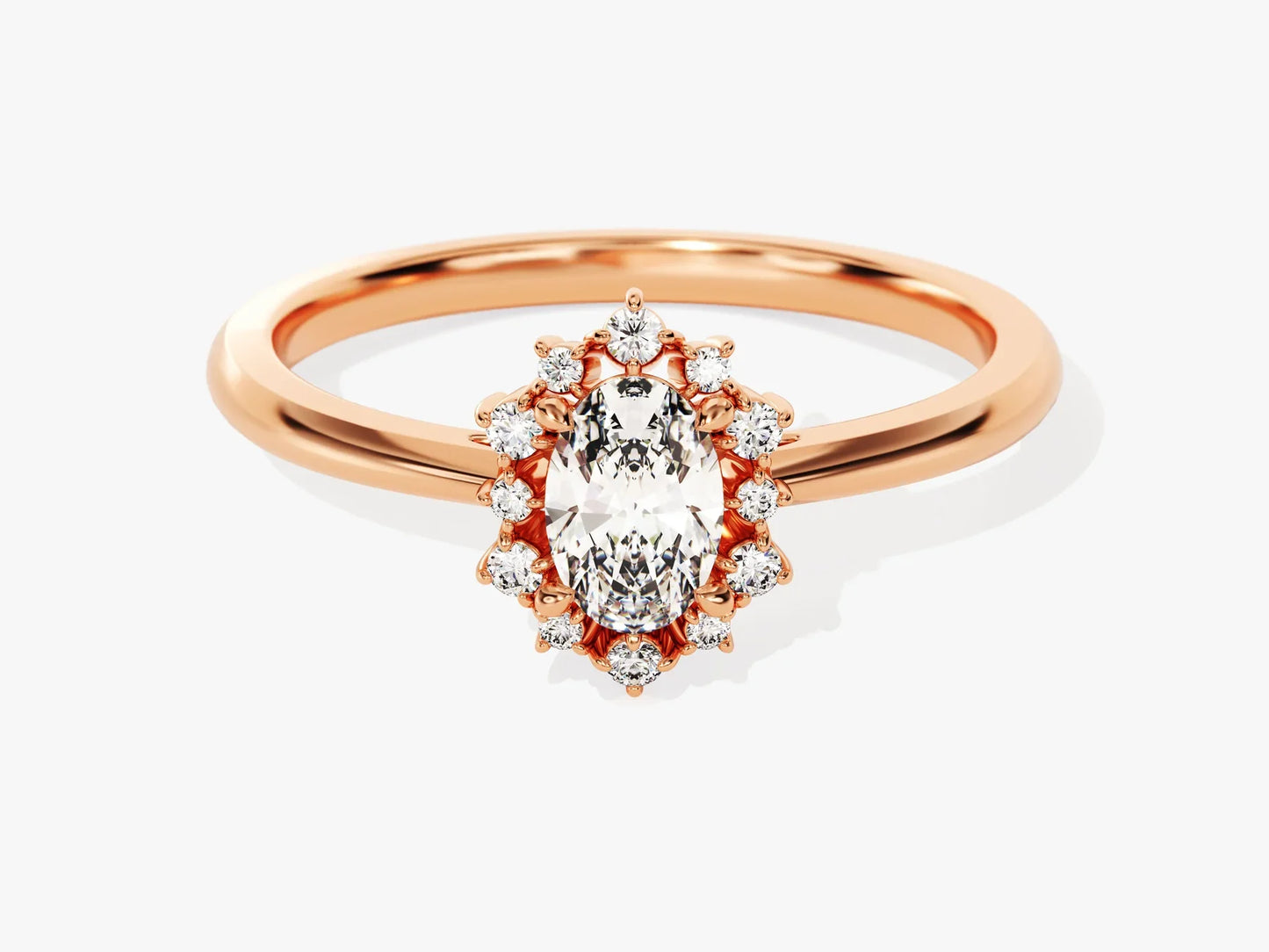 0.50CT Oval Diamond Unique Halo Setting Moissanite Engagement Ring