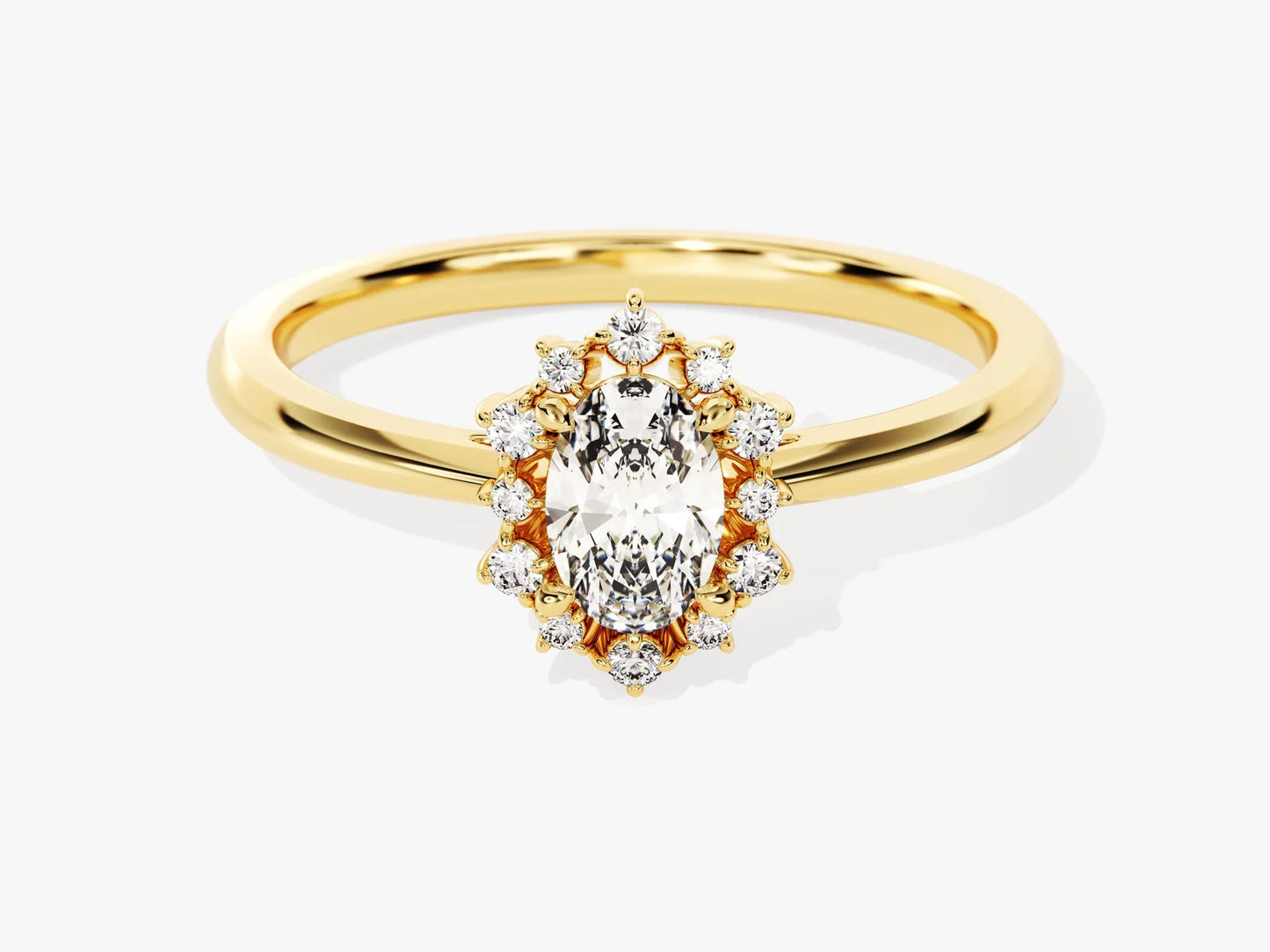 0.50CT Oval Diamond Unique Halo Setting Moissanite Engagement Ring