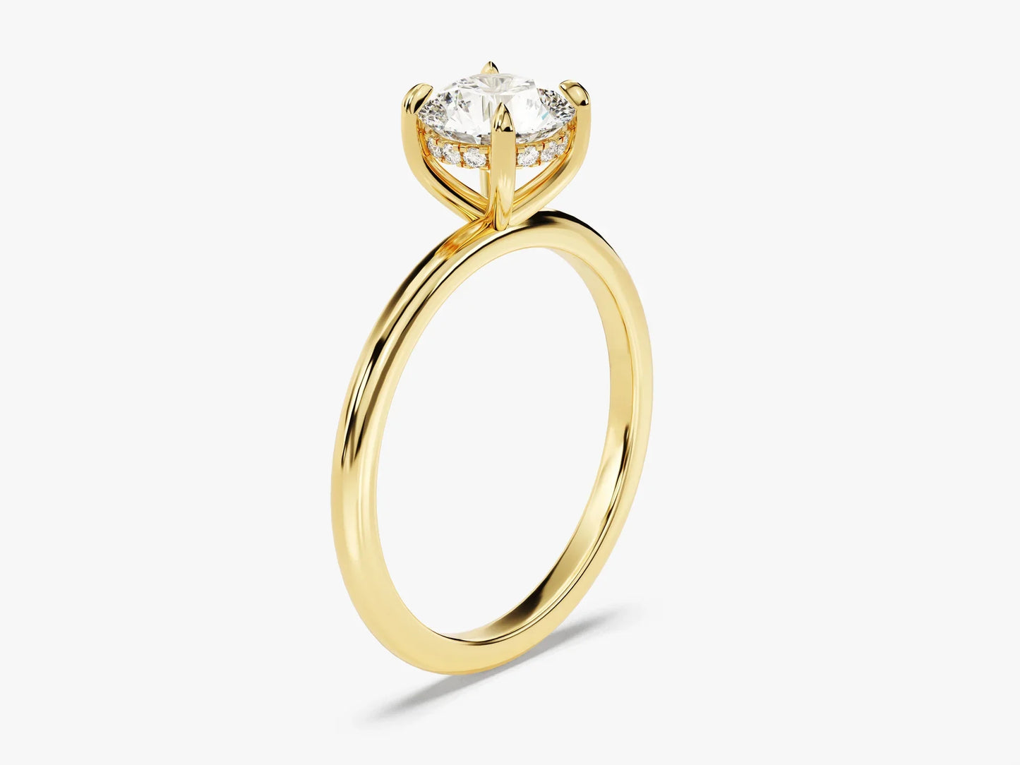 1.0CT Round Diamond Hidden Halo Setting Moissanite Engagement Ring