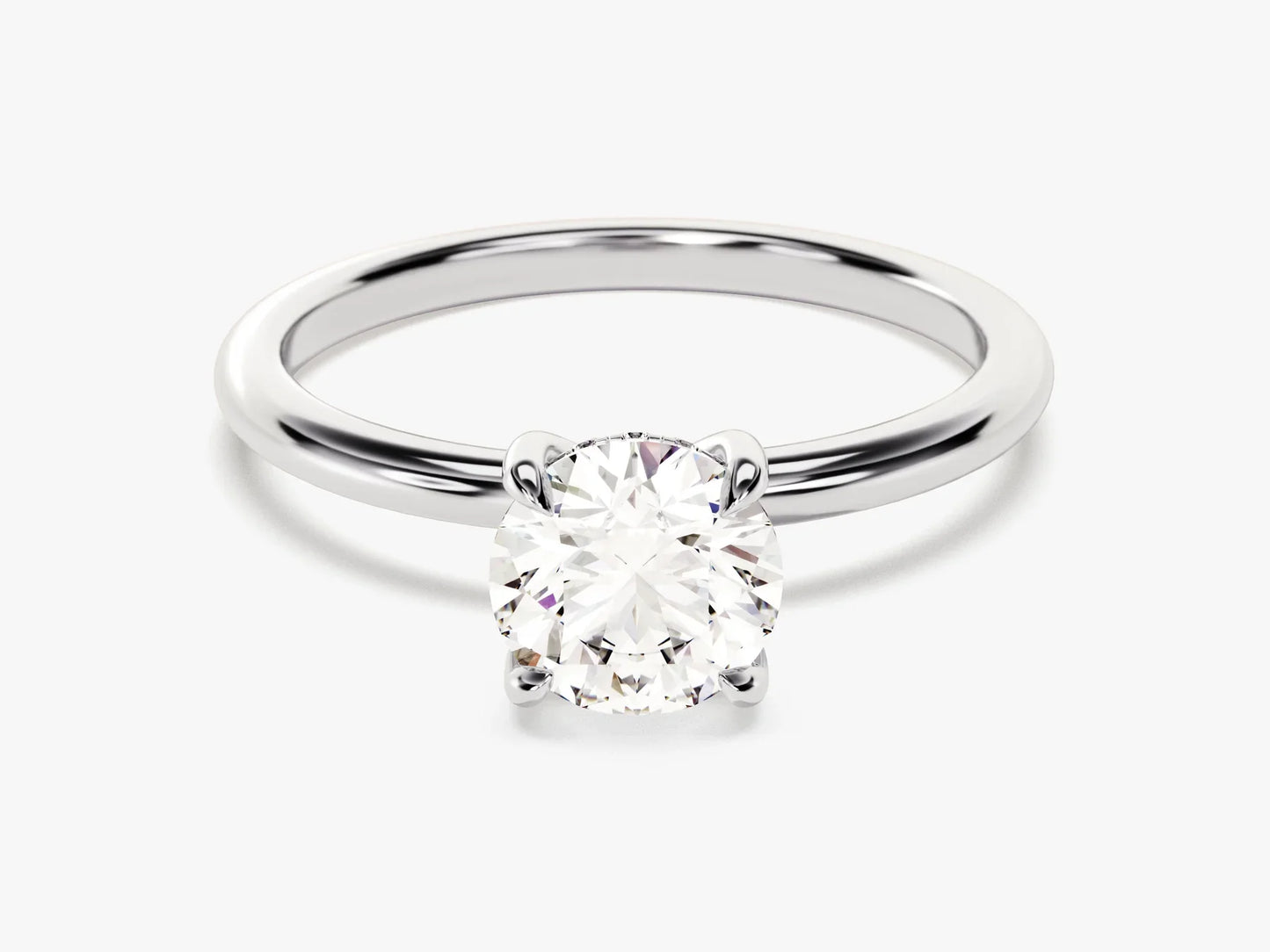 1.0CT Round Diamond Hidden Halo Setting Moissanite Engagement Ring