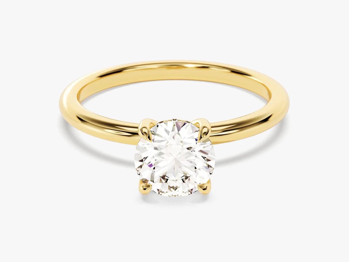 1.0CT Round Diamond Hidden Halo Setting Moissanite Engagement Ring
