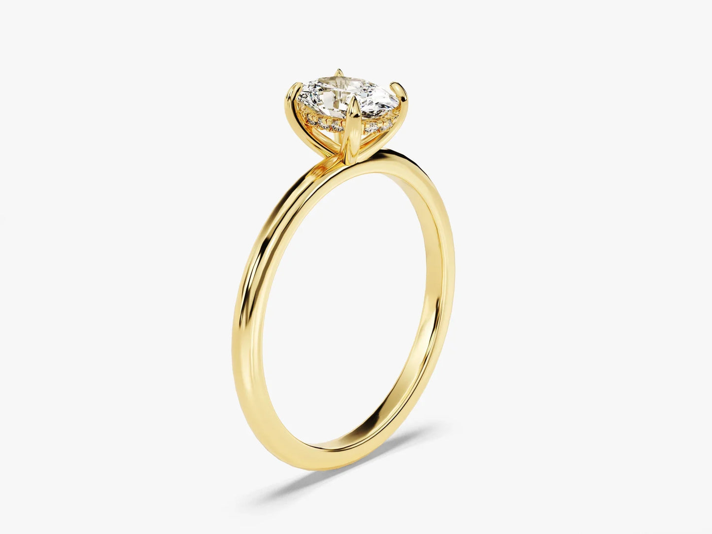 1.0CT Oval Diamond Hidden Halo Setting Moissanite Engagement Ring