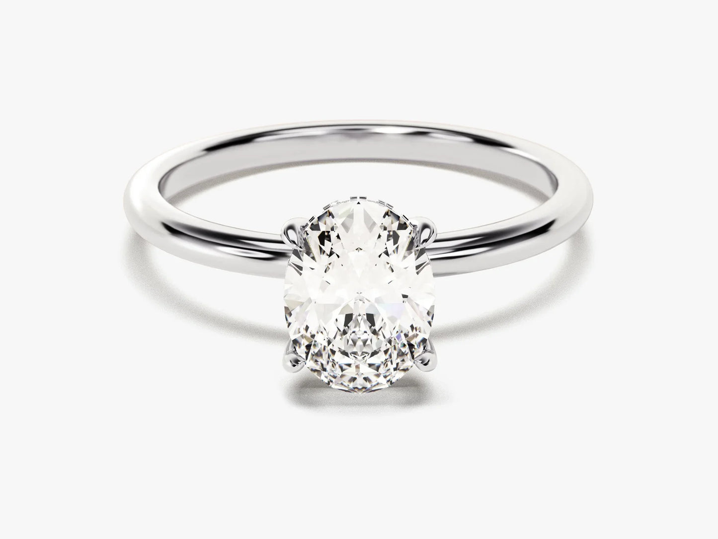 1.50CT Oval Diamond Hidden Halo Setting Moissanite Engagement Ring