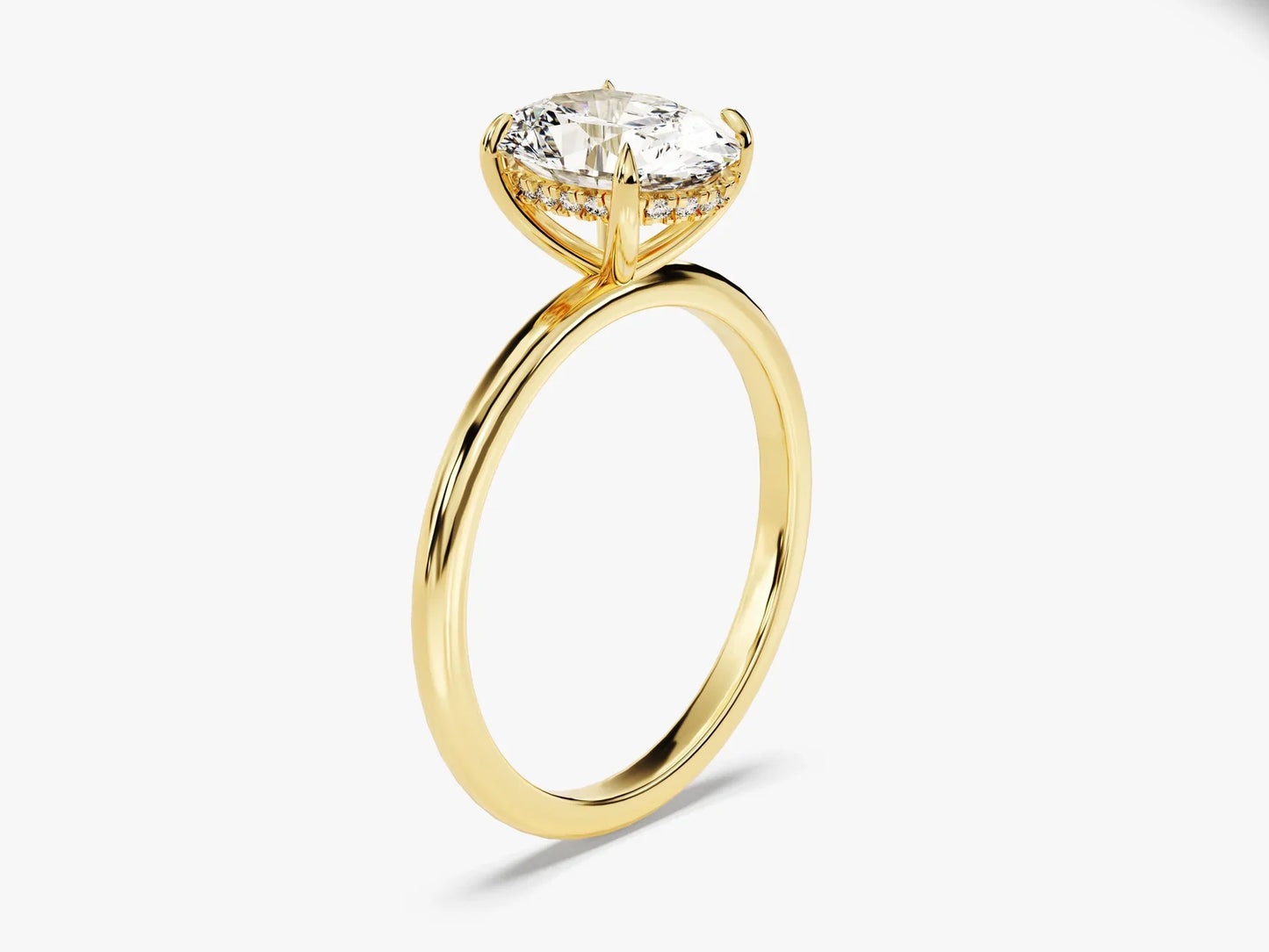 2.0CT Oval Diamond Hidden Halo Moissanite Engagement Ring