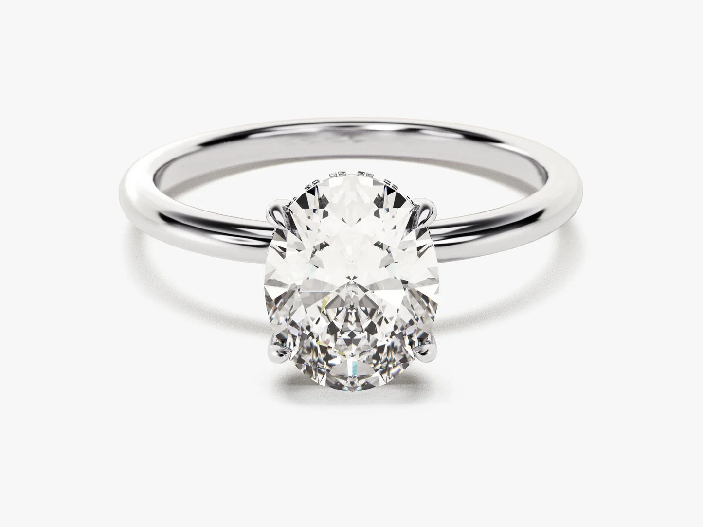 2.0CT Oval Diamond Hidden Halo Moissanite Engagement Ring