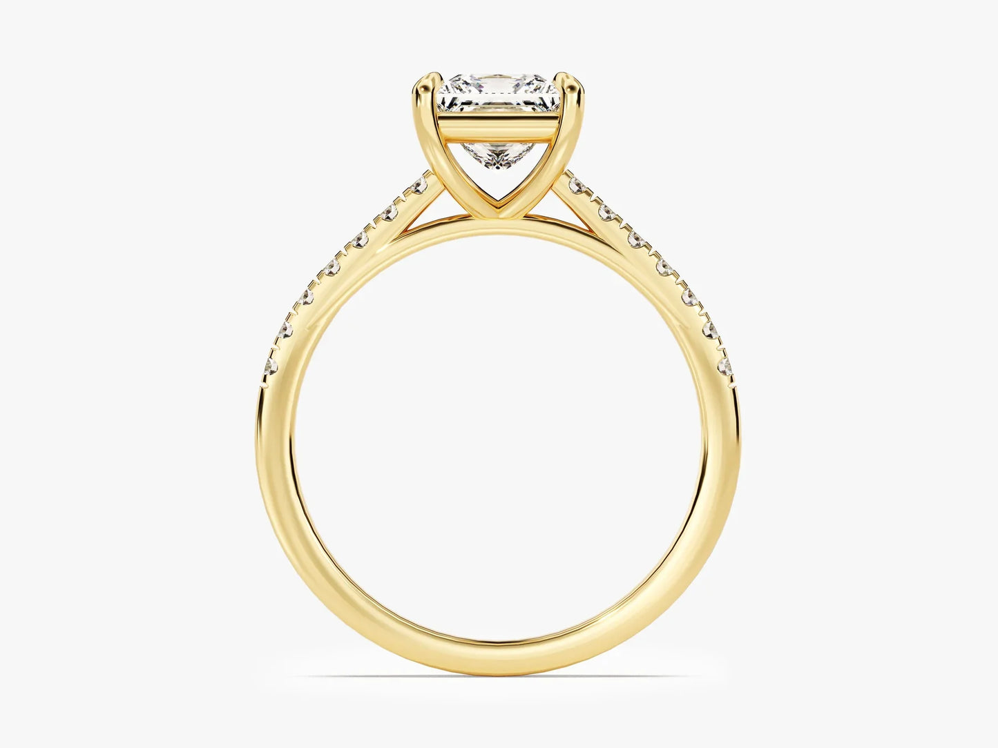 1.0CT Princess Diamond Pave Setting Moissanite Engagement Ring