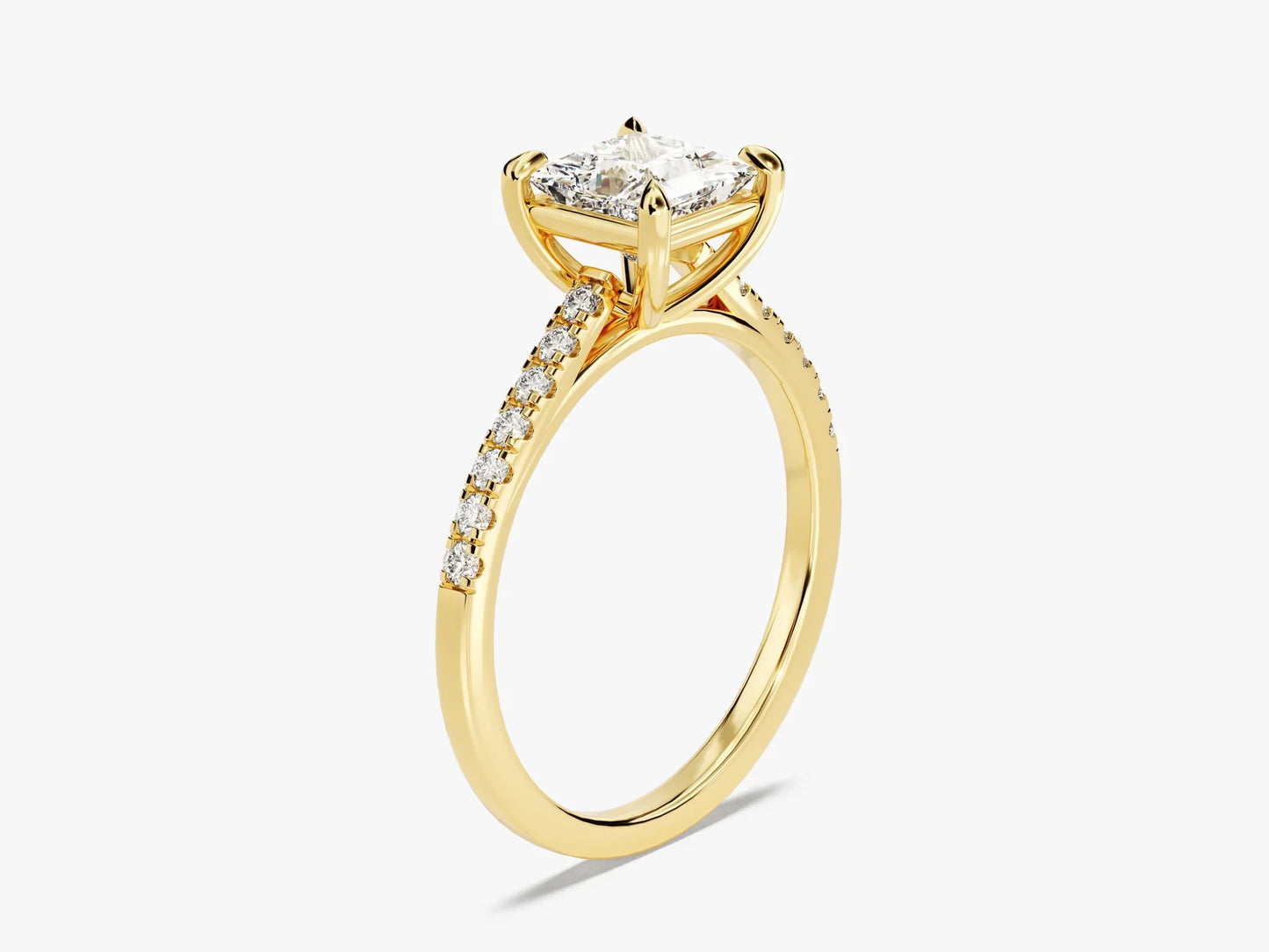 1.0CT Princess Diamond Pave Setting Moissanite Engagement Ring