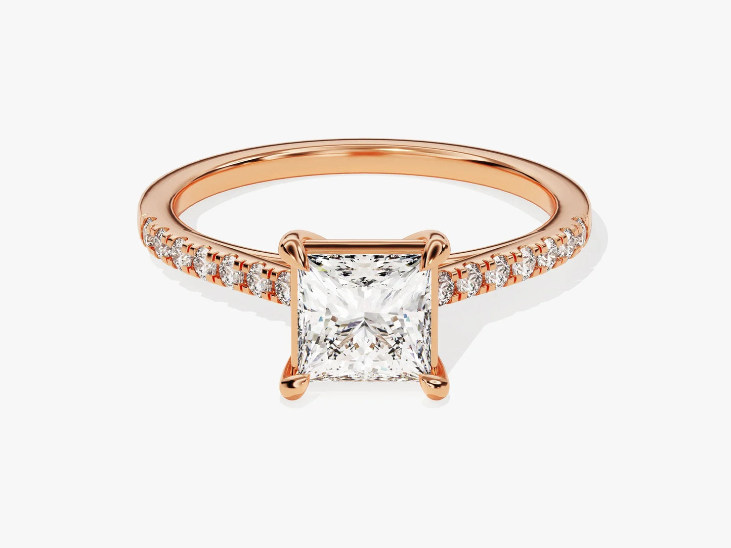 1.0CT Princess Diamond Pave Setting Moissanite Engagement Ring
