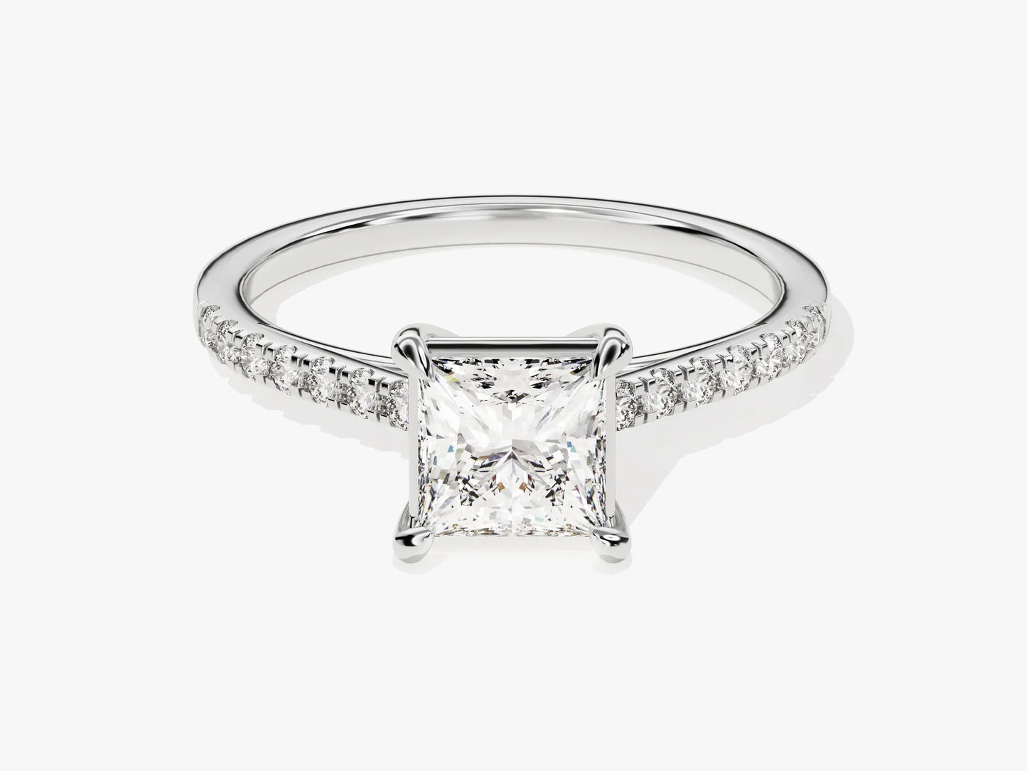 1.0CT Princess Diamond Pave Setting Moissanite Engagement Ring