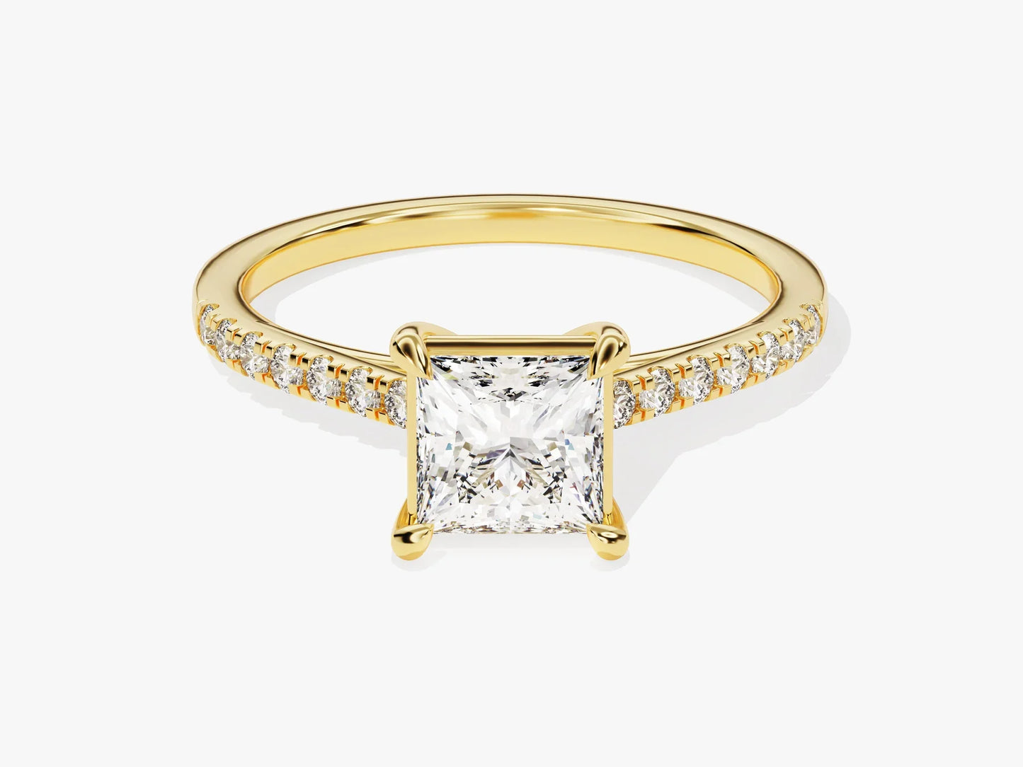 1.0CT Princess Diamond Pave Setting Moissanite Engagement Ring