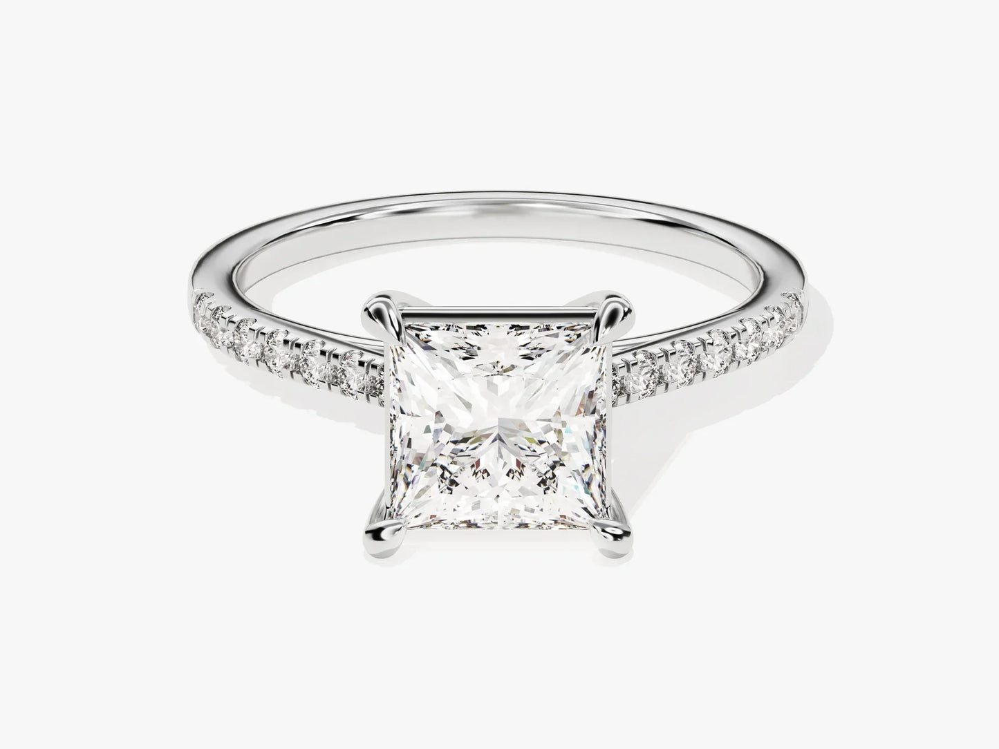 1.50CT Princess Diamond Pave Setting Moissanite Engagement Ring
