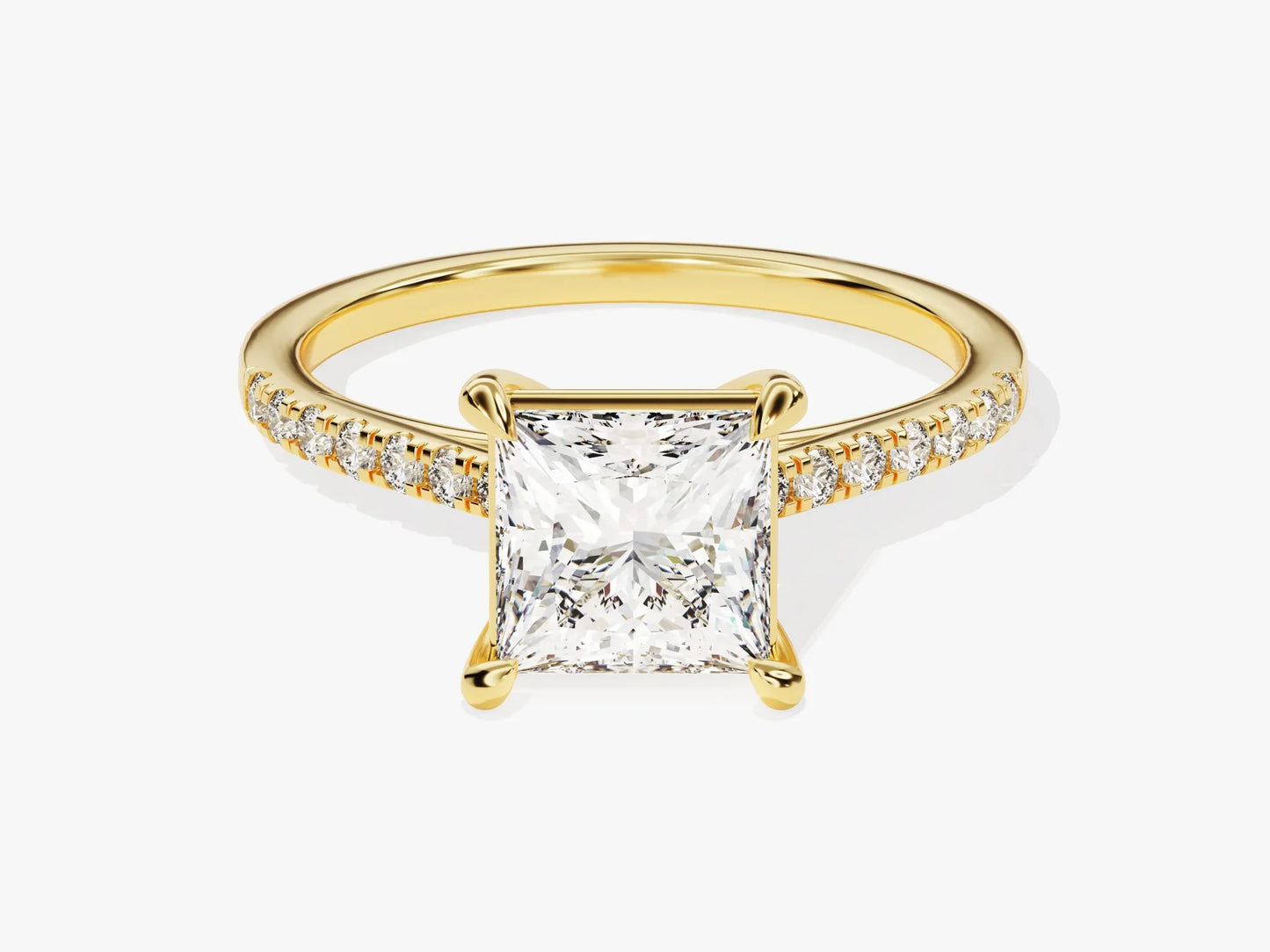1.50CT Princess Diamond Pave Setting Moissanite Engagement Ring