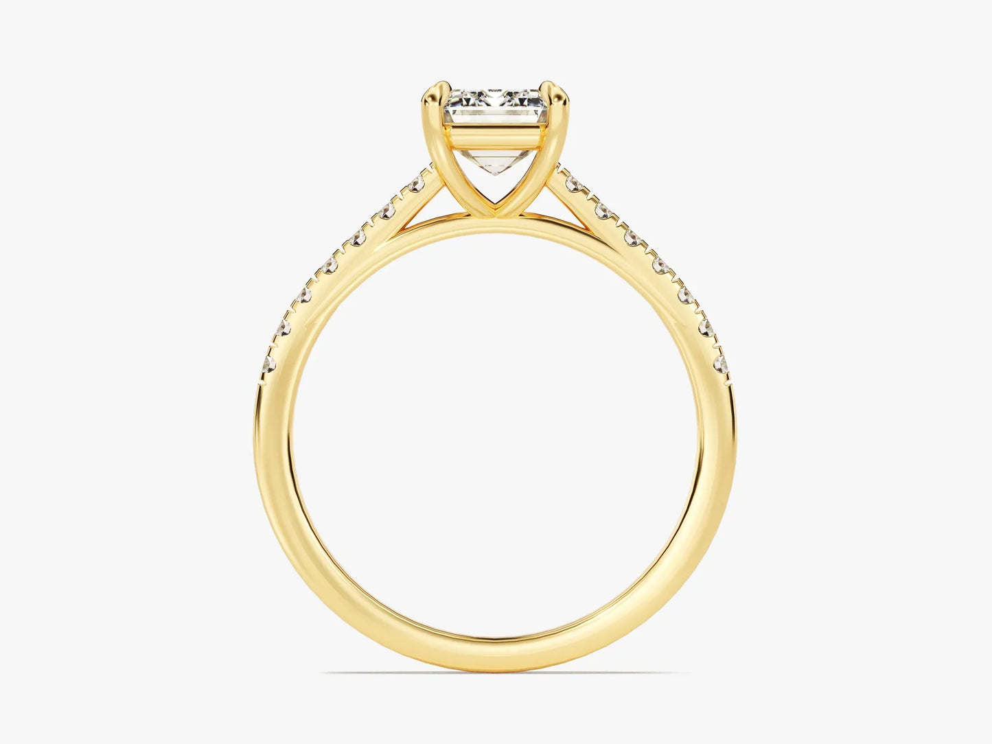 1.50CT Emerald Diamond Pave Setting Moissanite Engagement Ring