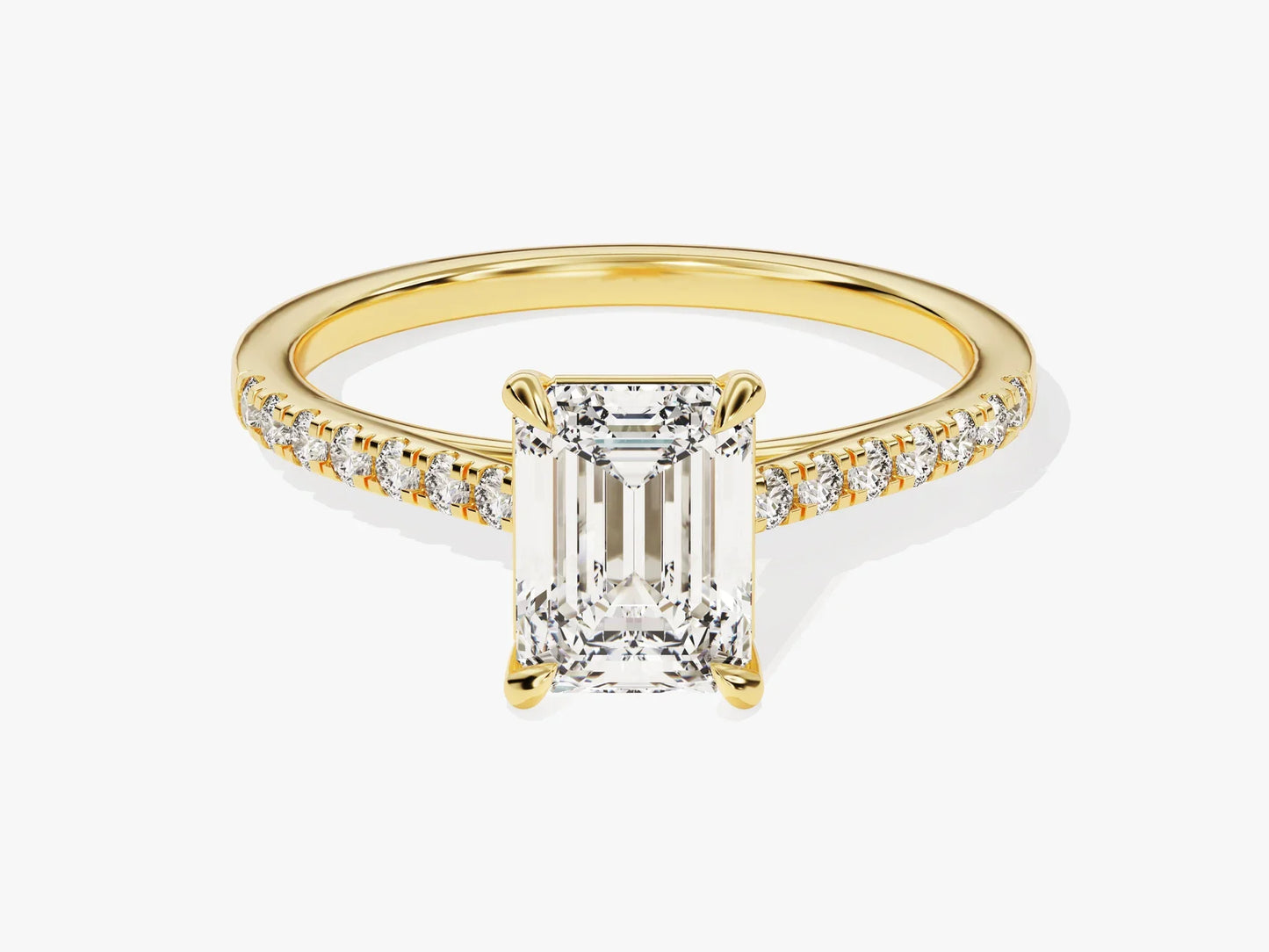 1.50CT Emerald Diamond Pave Setting Moissanite Engagement Ring