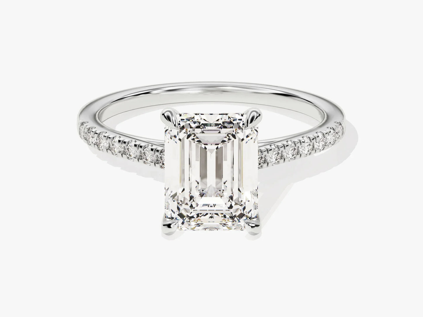 2.0CT Emerald Diamond Pave Setting Moissanite Engagement Ring