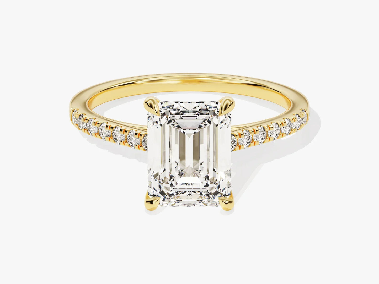 2.0CT Emerald Diamond Pave Setting Moissanite Engagement Ring