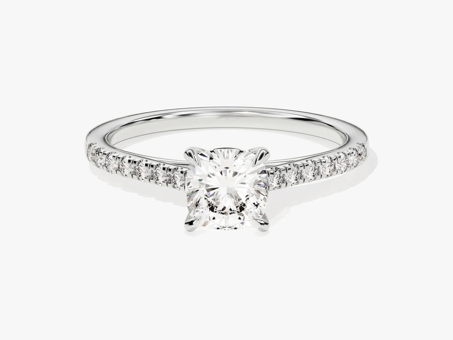 1.0CT Cushion Diamond Pave Setting Moissanite Engagement Ring