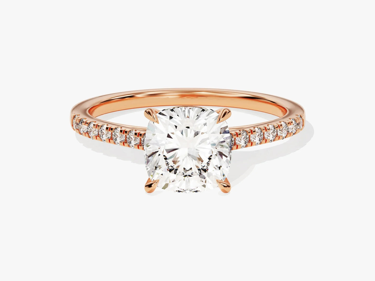 2.0CT Cushion Diamond Pave Setting Moissanite Engagement Ring