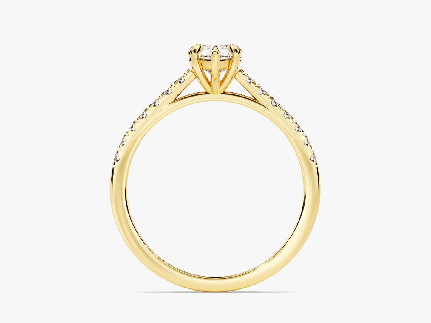 1.0CT Pear Diamond Pave Setting Moissanite Engagement Ring