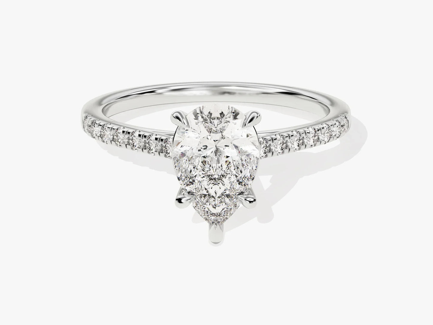 1.50CT Pear Diamond Pave Setting Moissanite Engagement Ring
