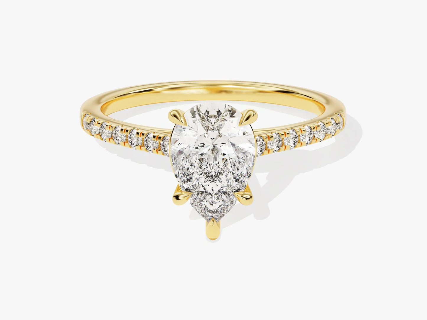 1.50CT Pear Diamond Pave Setting Moissanite Engagement Ring