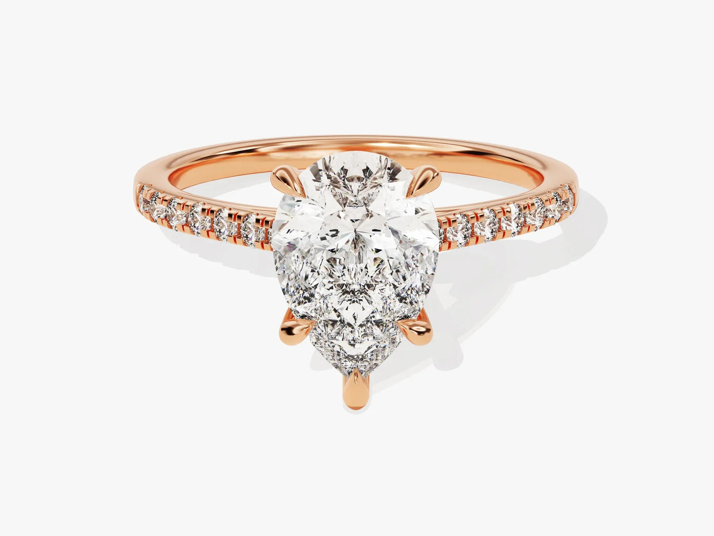 2.0CT Pear Diamond Pave Setting Moissanite Engagement Ring